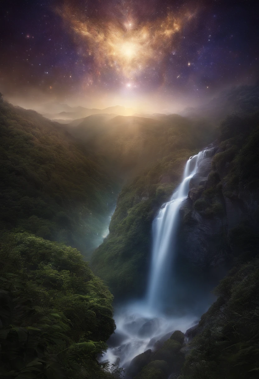 "Kindly, Create an image that represents the fusion of the human mind with the supernatural realm and the vast universe.
Imagine an ethereal and mysterious scene. in the center of Image, A human heart shines with a soft light, shimmering dazzling lighting. The heart seems to float in a translucent mist, Evoke a sense of mystery and transcendence.
From the heart, Emits a series of projections, Each represents a unique aspect. Some projections take the form of natural elements, Like branches, Petals or dancing flames, Evoke a deep connection to the natural realm.
Other projections extend into outer space, into a bright constellation, The light of distant galaxies or meteors. These cosmic projections symbolize the expansion of human emotions beyond the limits of the earth, Connect the vast universe.
The color palette includes shades of sky blue, Deep purple and gold, Create a magical and spiritual atmosphere. The soft light emanating from the mind and projections helps to create a sense of peace and awe.
The resulting images capture the thoughts of the human mind that transcends the boundaries of the planet, Explore the realm of the supernatural and the universe. This fusion of man and God creates a visual narrative,Evokes the exploration of the deepest emotional connections,And expand its essence into the vast universe。."