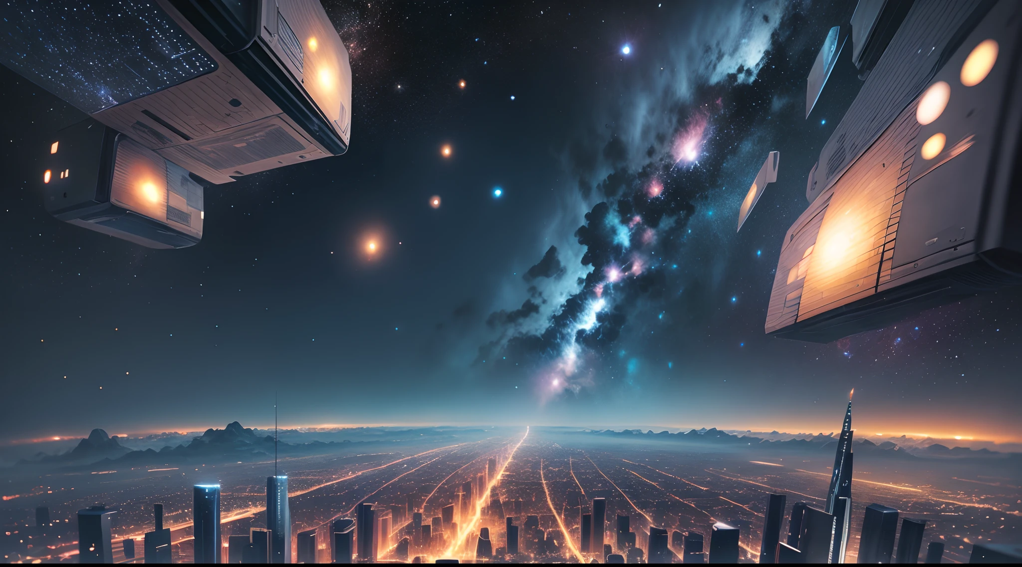 Realism style, space, galaxy, ((8K quality)), ((realism)), futuristic city