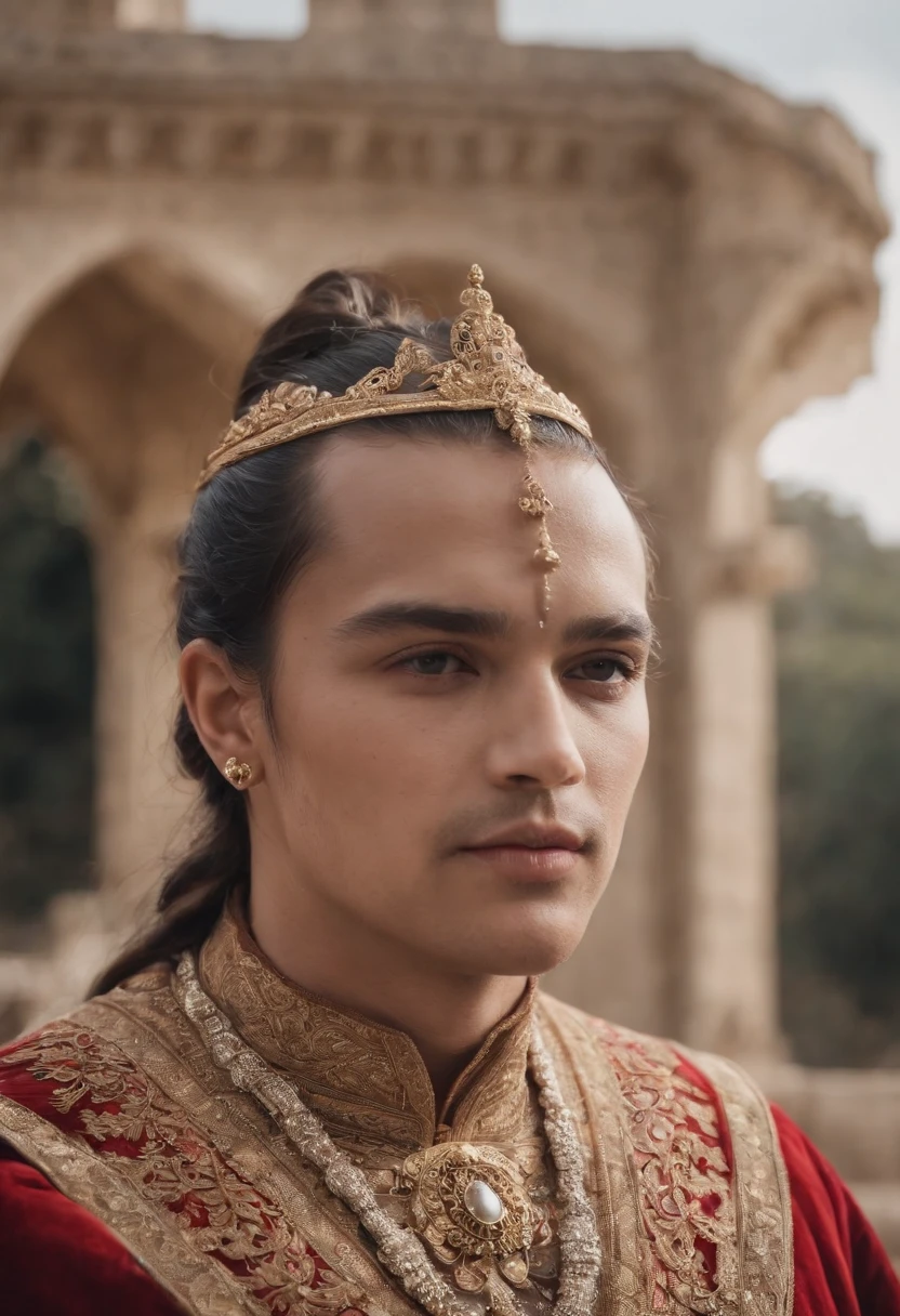 Eliyauh in ultra realistic photo shoot as an emperor, (photoshoot 32k extremamente detalhado), dentro de castelo luxuoso, resultado estilo sdxl ultra real, pele real.