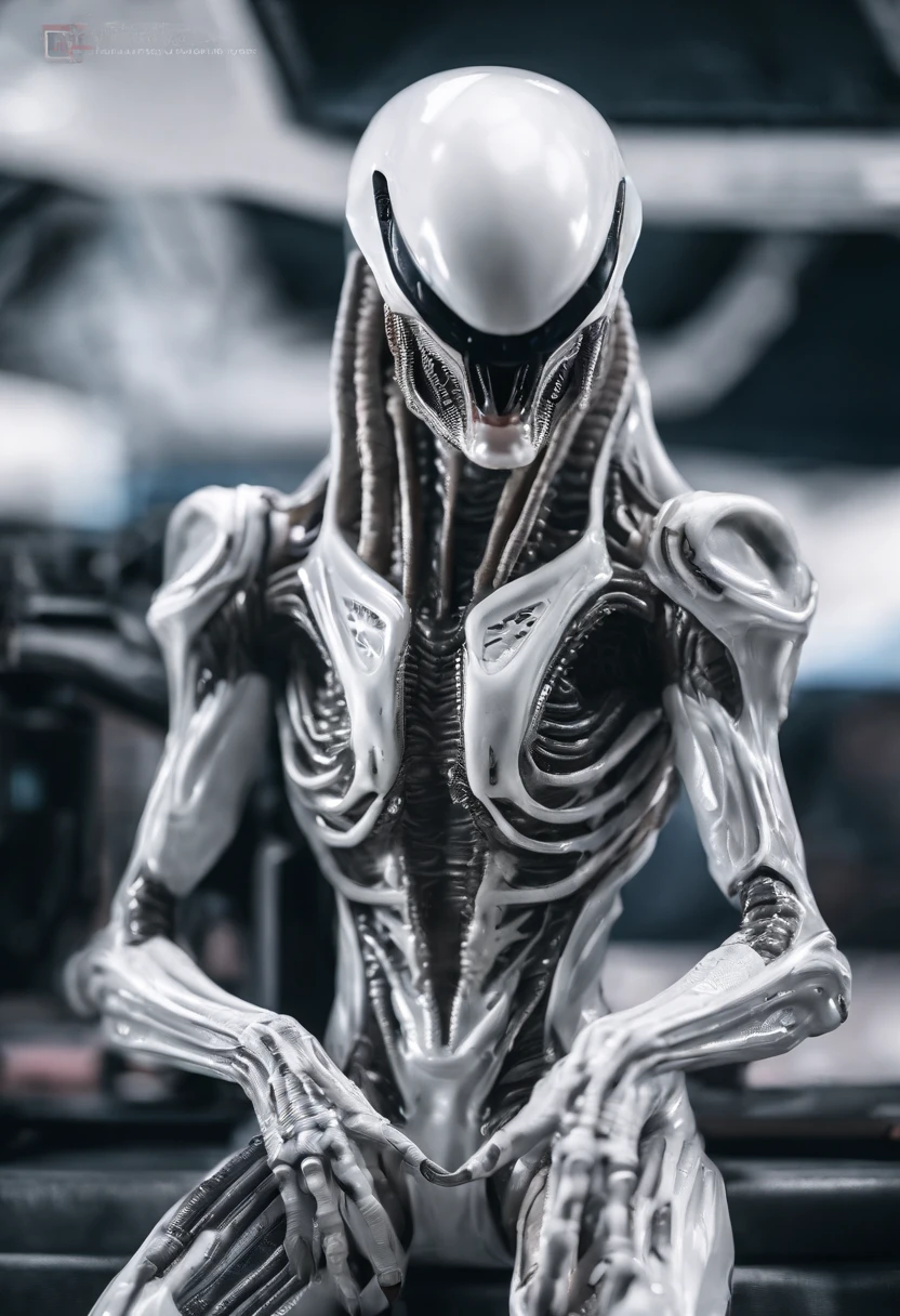 Xenomorph,White armor,Full-body photos,high - tech,Laser laser,Delicate picture