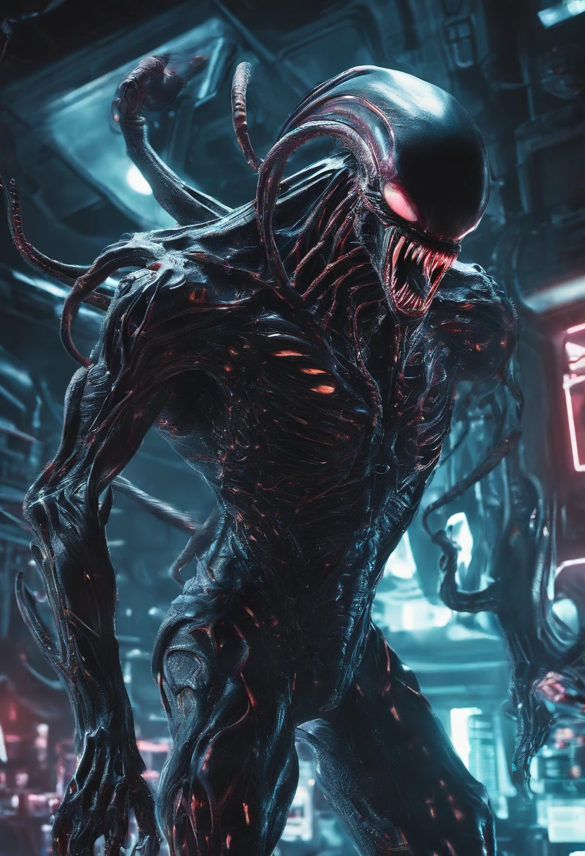 Venom possesses aliens,Full-body photos,high - tech,Laser laser,Delicate picture