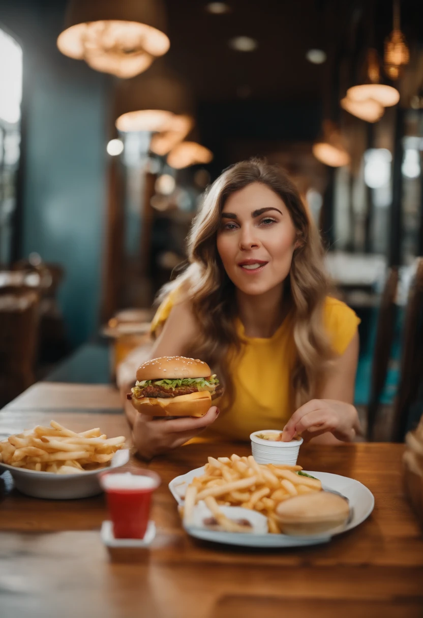 Girl farting while eating a big mac