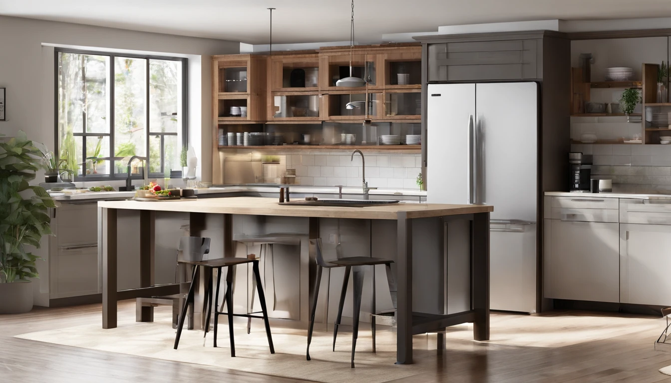Kitchen Set Classic, wooden furniture, Realistic