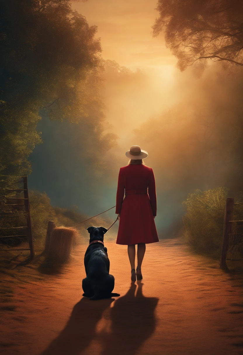 Create a scene that represents the moment when Catherine, has the brilliant idea of communicating with the dog for help