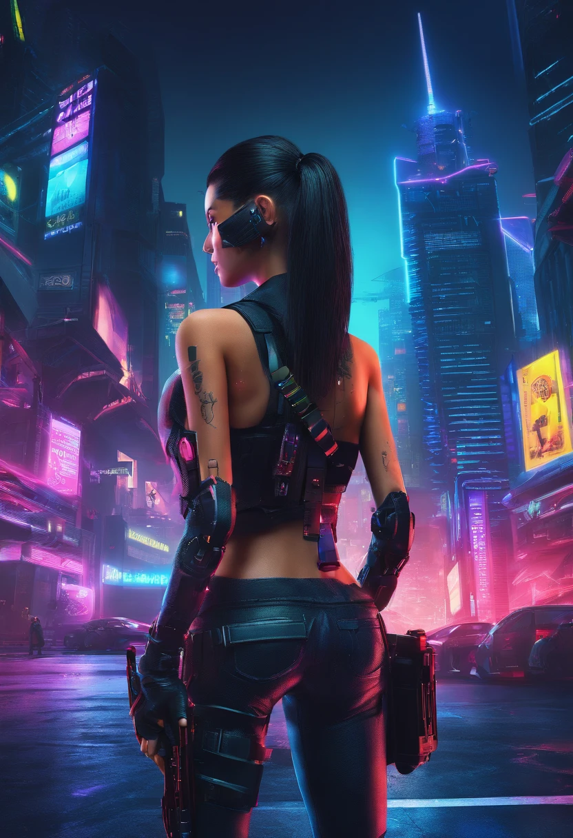 Cyberpunk style female warrior,demihuman, Semi-mechanized female warrior,Combat posture,majestic-looking,The feeling of moving forward,Stunning colors,Set in a futuristic cyberpunk style city,the street,The city crowd was packed,(Movie lighting),(light and shadow effect),(unreal-engine),(Tyndall),(cinema4d),(Super futuristic fantasy style),(8k wallpaper),(tmasterpiece),(Photography Award),realisticlying