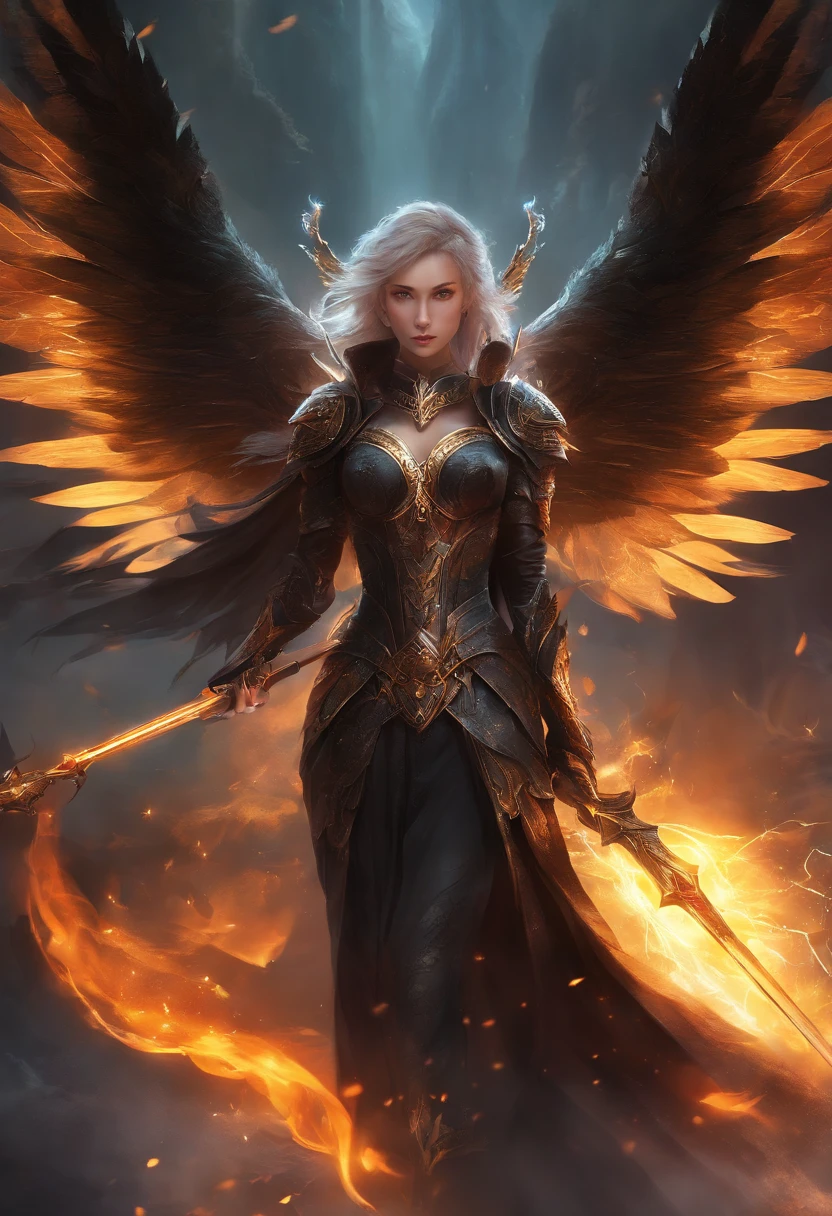 (Numerous award-winning masterpieces, with incredible detail, textures and maximum detail), (hyper realistic:1.4), (upper body up:0.4), (realistic:1.3), (best quality real texture skin), (draw the whole body:1.7), (finely detailed true circle Symmetrical eyes), (A finely drawn beautiful face), (decadent image: 1.5), (Aesthetic image: 1.5), lewd and seductive image, ((medieval world)), ((The Lord's Black Devil)), ((The Lord's White Devil)), (icy look in the eye), (She has a mischievous smile on her face), (Eyes that glow red in the dark:1.5), (Deep black costume with delicate and elaborate patterns:1.4), (many fallen Angel dancing in the background:1.3), (Dramatic Light), (A majestic sight), (Her countenance is gentle and beautiful, but somehow terrifying), ((Large wings with feathers behind shoulders)), (draw the whole body:1.7), (Folded wings), Glass earrings on the ears, (((dramatic photo))), (twilight), (sunset), (dusk), (Seducing Pose), (dramatic pose), (golden hair), (silver hair), (chestnut hair), Short cut hair, ((Full-length portrait)), ((looks up)), ((looking down)), (Around her neck is a simple necklace of exquisite workmanship), (Swirling flames), (Swirling lightning), (swirling ice and snow), (draw the whole body:1.7), Old ruins infested with plants, great temple, great cathedral, temple ruins, detached temple, Luminous magic circle, Ruins of an ancient castle, Deserted ruins, crumbling ruins, Ancient ruins with clear water, Shining majestic cloud masses and sky, lightning bolt, epic realistic, ((neutral colors)), (hdr:1.5), (muted colors:1.2), hyper detailed, cinematic, warm lights, dramatic light, (intricate details:1.1), complex background,