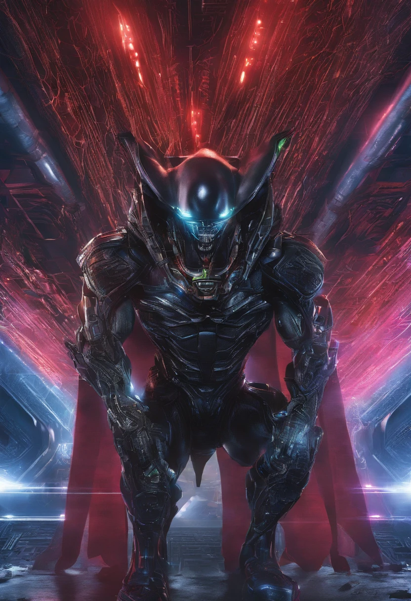 Superman Alien，Full body photo，Sharp teeth，high - tech，Laser laser，Delicate picture