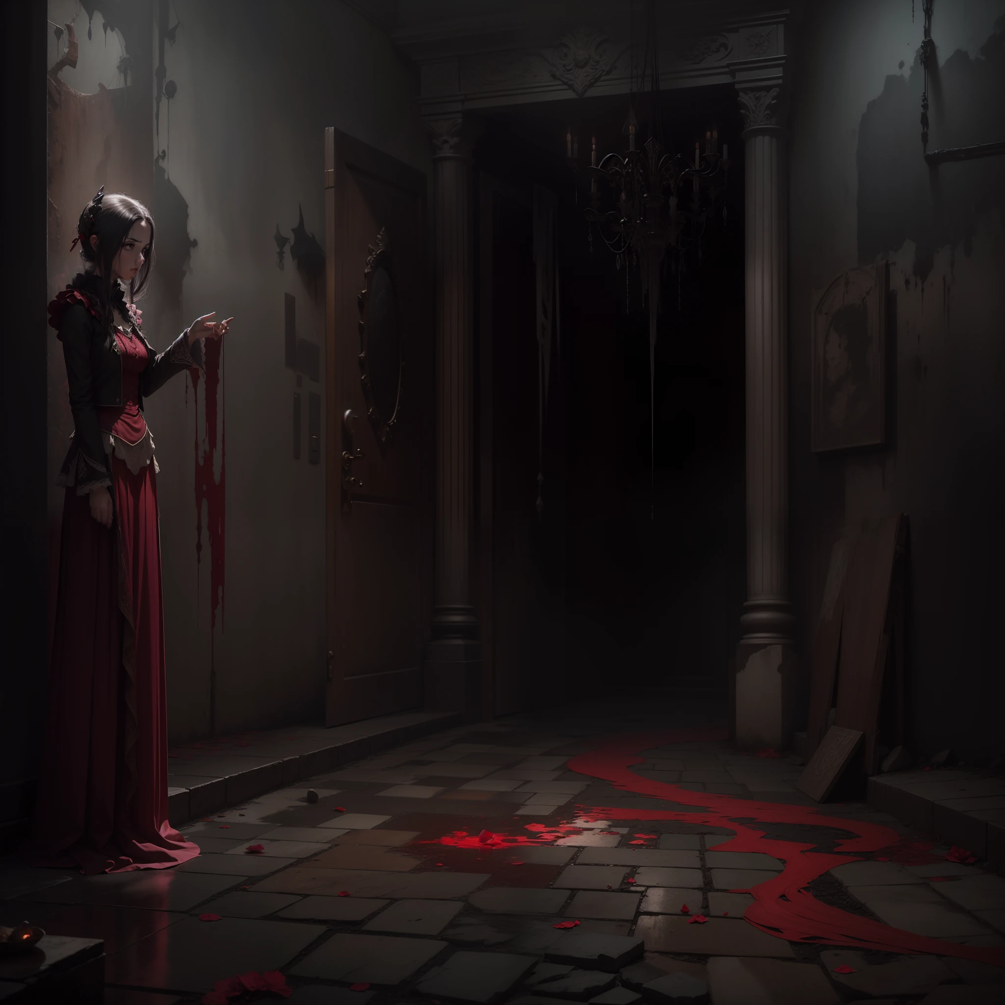 (La mejor calidad,Ultra detallado,realista:1.37),espada sangrienta,acero brillante,bordes afilados,gotas de sangre en cascada,dark and ominous atmosphere,Pasillo macabro,moody lighting,salpicaduras de sangre,Sombras espeluznantes,Arma espantosa,Arma mortal,Aura siniestra,apariencia amenazante,Gore y brutalidad,agarre tendinado,Horror aesthetics,goteo rojo,escena inquietante,Forbidden atmosphere,vibraciones ominosas,Silencio ominoso,surreal imagery,empapado en sangre,gleaming crimson,Arma aterradora,Presencia aterradora,Obras de arte macabras,visual de pesadilla,Sombras que envuelven la hoja,Tonos oscuros,tranquilidad interrumpida,creepy feeling,Gothic setting,Ominous energy,Silencio sepulcral,Arma sobrenatural,Arma sanguinaria,Destino ominoso,Envuelto en la oscuridad,Ominous anticipation,Ambiente premonitorio.