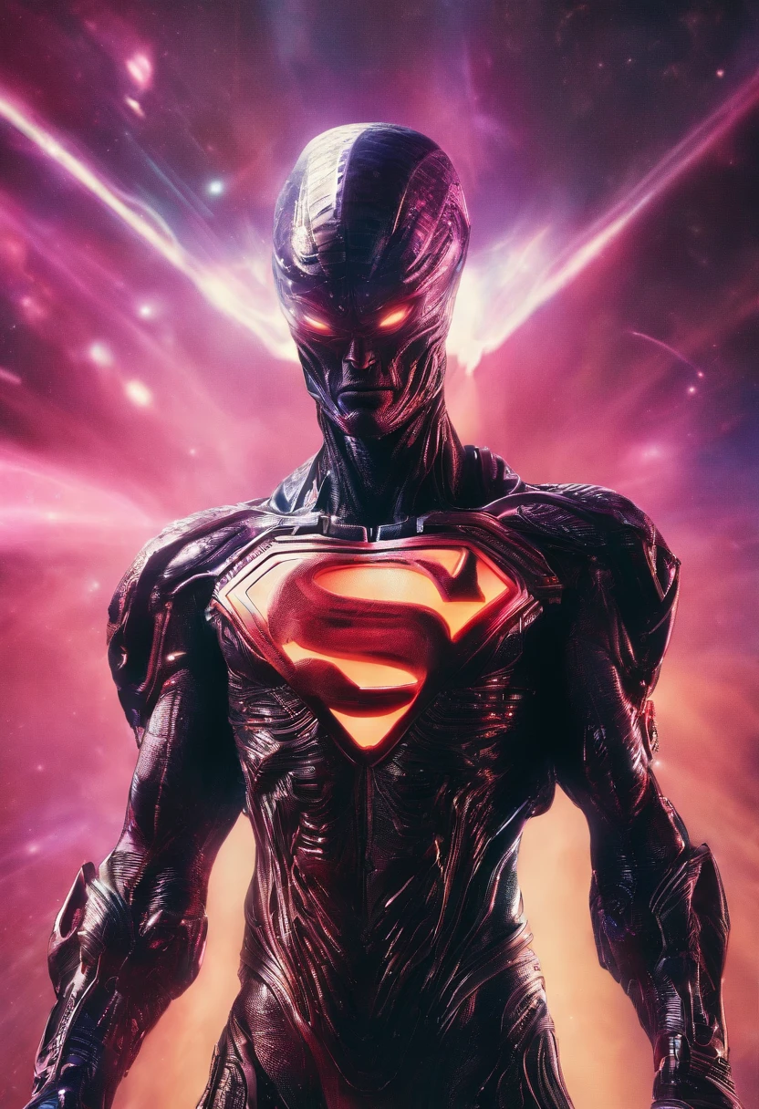 Alien Superman，Full body photo，high - tech，Laser laser，Delicate picture