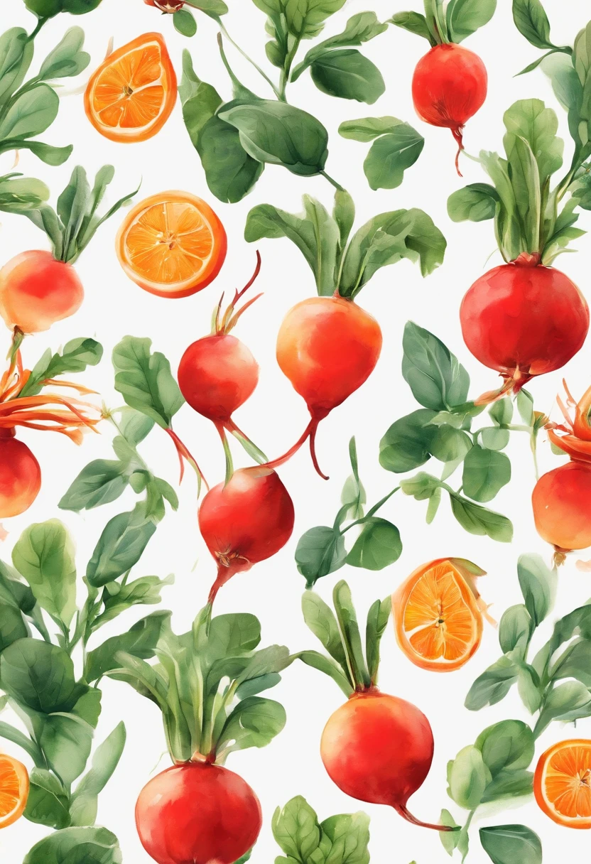a sticker, edgBunny,Radish red and orange, Beautiful, 1:1, the watercolor style, Wet process and wet process, mute, Indigo, Fabric design, Flat illustration, highly detailed cleaning, Vector image, Masterpiece, professional, isometry, There is a distance,Bright vector, White background, Dry brush, Brush strokes, Painted on canvas, by J.m.Show on the. Turner. Expressive markers.