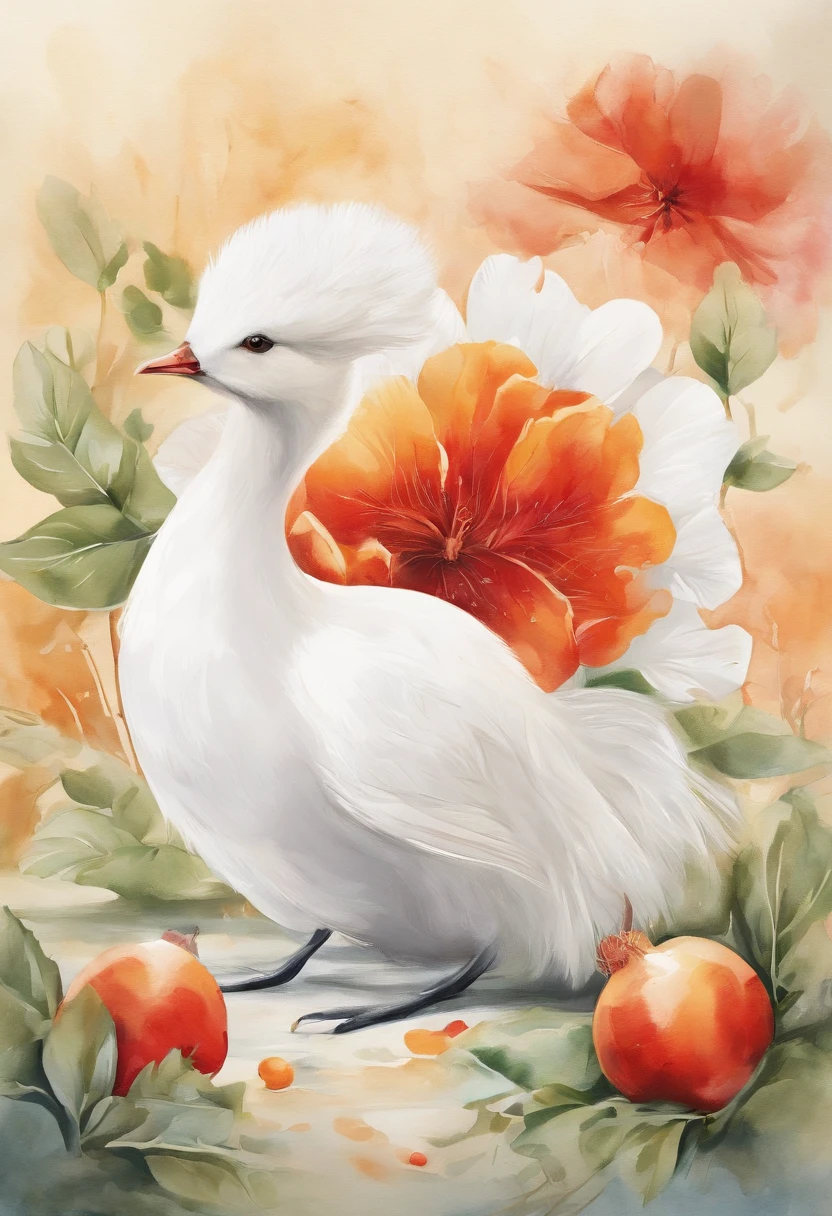 a sticker, edgBunny,Radish red and orange, Beautiful, 1:1, the watercolor style, Wet process and wet process, mute, Indigo, Fabric design, Flat illustration, highly detailed cleaning, Vector image, Masterpiece, professional, isometry, There is a distance,Bright vector, White background, Dry brush, Brush strokes, Painted on canvas, by J.m.Show on the. Turner. Expressive markers.