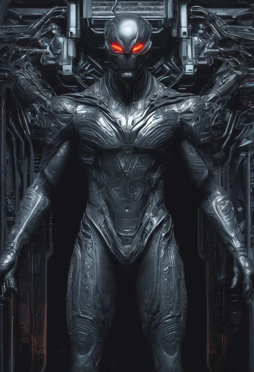 Alien Superman,Full body photo,high - tech,Laser laser,Delicate picture