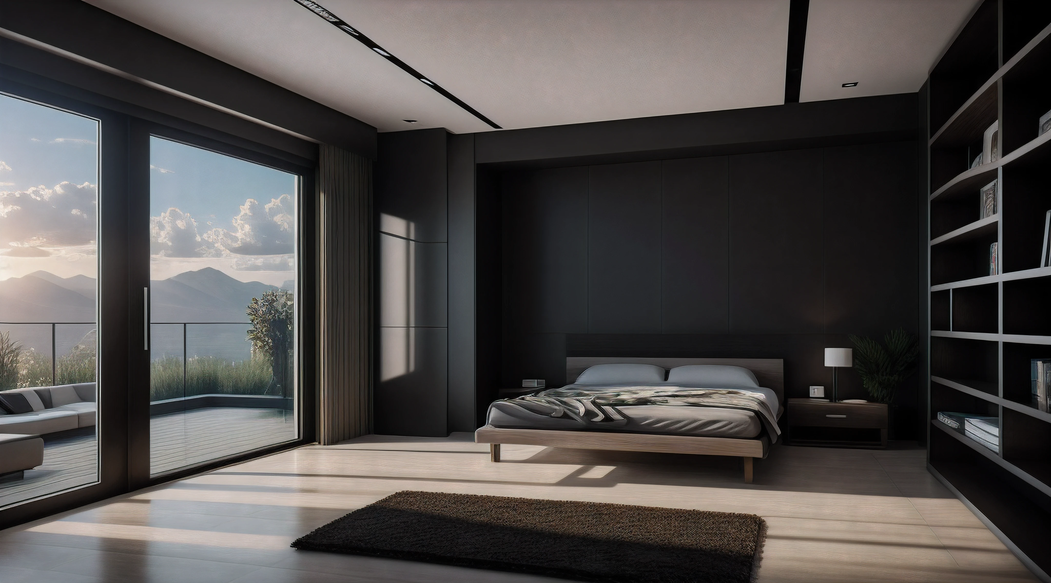 modern high-tech interior , Standard, Photorealistic, Ultra photoreal, Hyperrealistic, Ultra detailed, Unreal engine, Back light, Cinematic, Full-Body Shot, Centered, Symmetrical, 8k --ar 16:9 --chaos 10