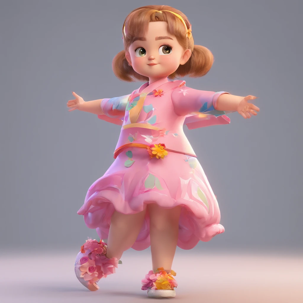 A ,Hold your arms,Hold your arms,Hold your arms,despised,disdain,Frowning,Glaring angrily at the camera,Pouting angrily,Floral half-sleeved cheongsam,Cute fat girl,A ball head