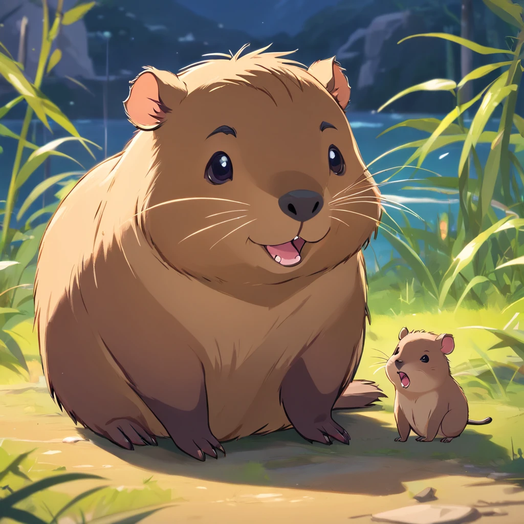 Capybara stickers,multiple possand expressionses ,A single UI design application icon UI interface [cheerfulness,Angry,Sad,Cry,Cute,expecting,Laughing,points],f/?? grouprelated characters