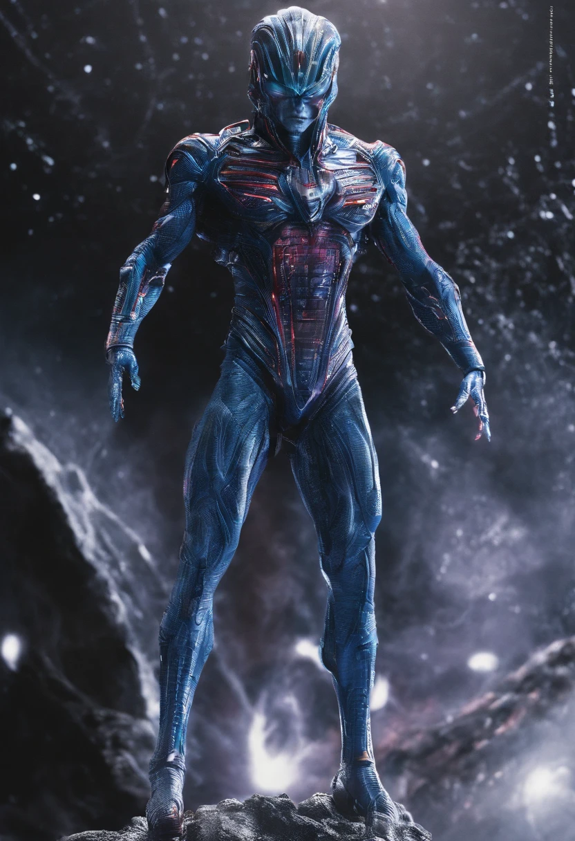 Alien possessed Superman,Full body photo,high - tech,Laser laser,Delicate picture