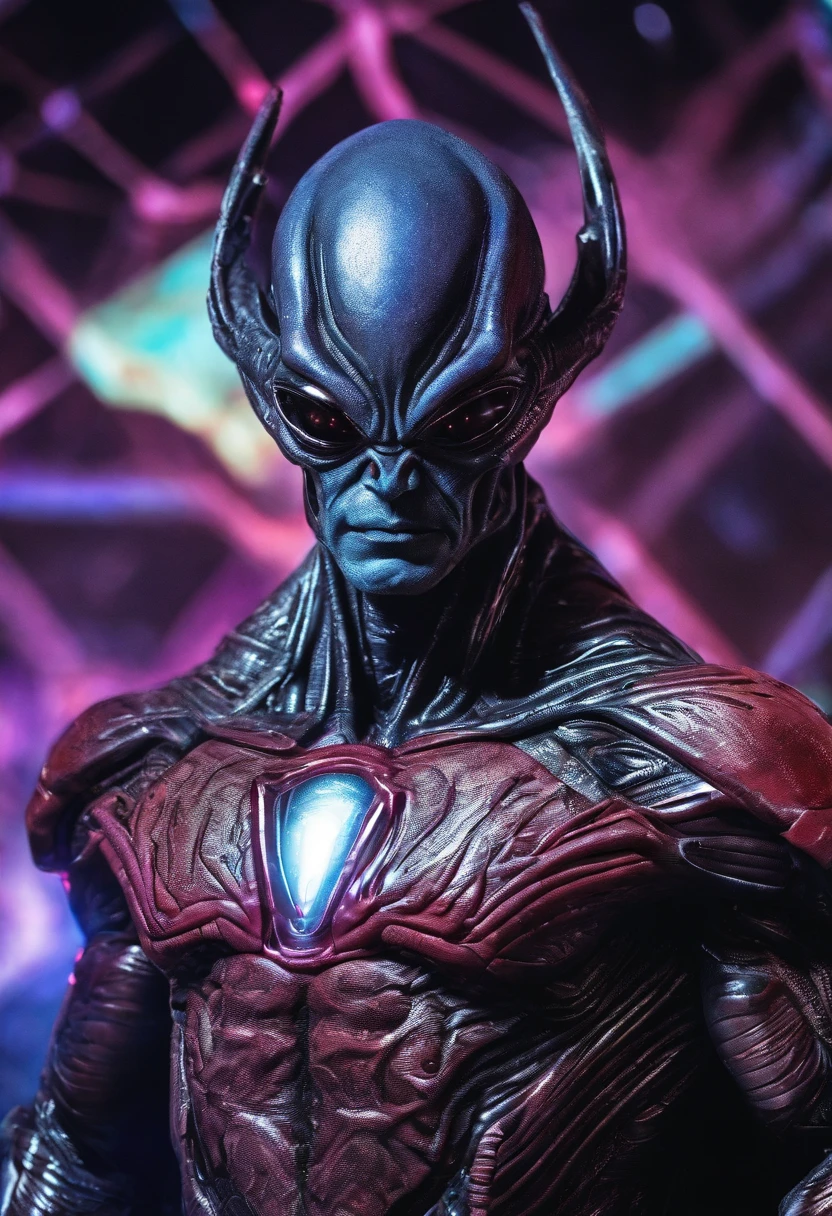 Alien possessed Superman,Full body photo,high - tech,Laser laser,Delicate picture
