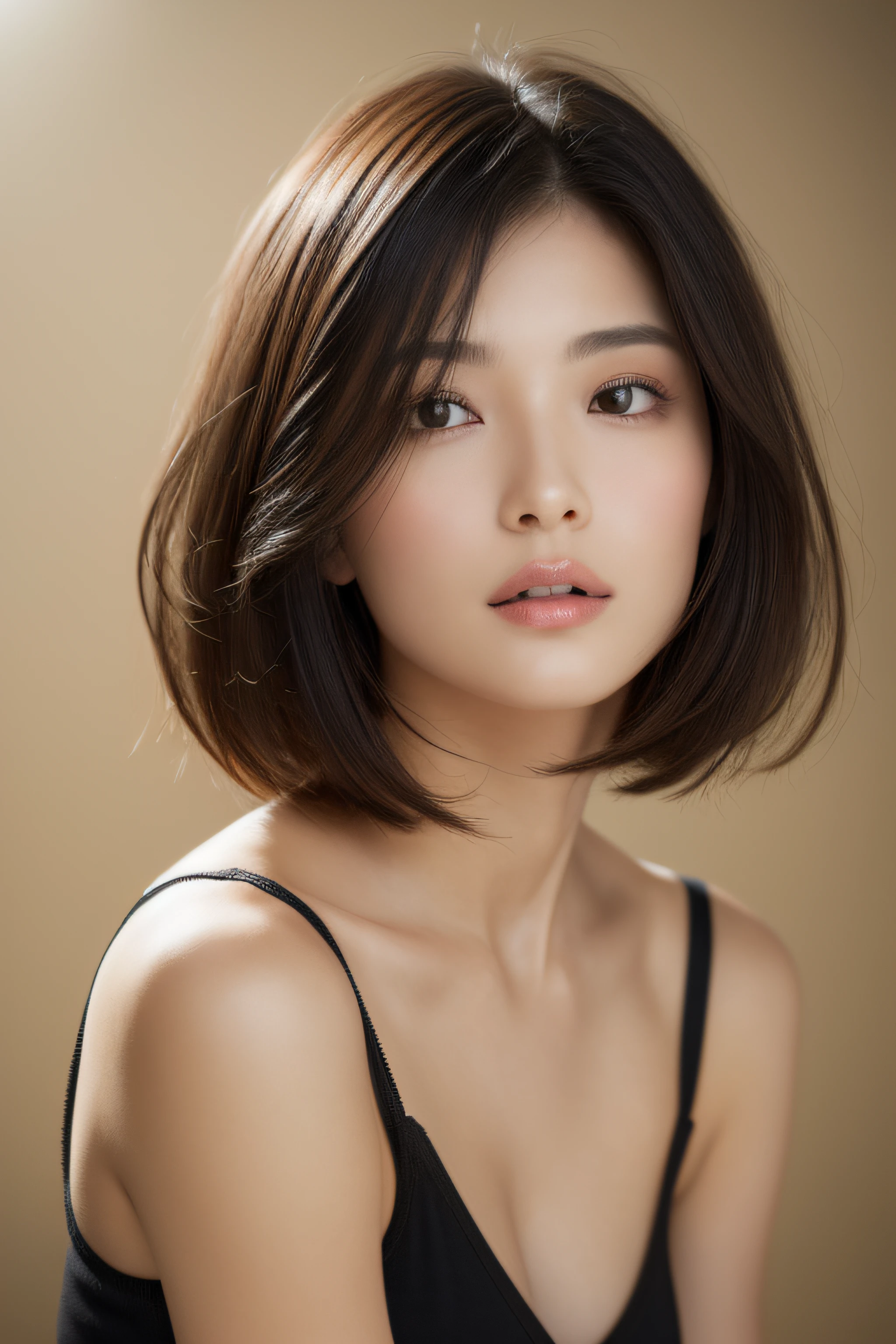 (masuter piece:1.3)、(8K、Photorealsitic、Raw photography、top-quality: 1.4)、(1girl in)、very beautiful face、very beautiful face、very beautiful face、(Very realistic face)、(A dark-haired、short-hair:1.3)、Very beautiful hairstyle、Very realistic eyes、Very beautiful details、(Very realistic skin)、Very beautiful skin、(Underwear)、absurderes、Very attractive、超A high resolution、A hyper-realistic、high-detail、the golden ratio、the golden ratio、the golden ratio、Beauty、Beauty、Beauty。