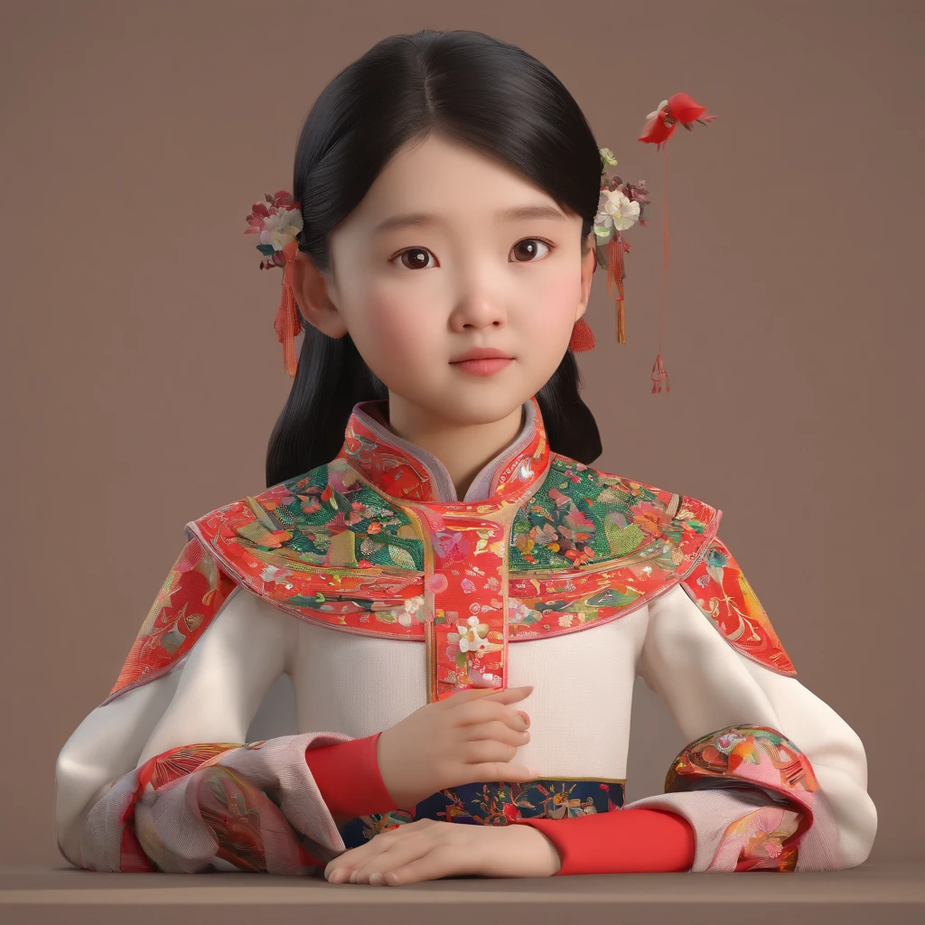 A ,Hold your arms,Hold your arms,Hold your arms,despised,disdain,Frowning,Glaring angrily at the camera,Pouting angrily,Floral half-sleeved cheongsam,A ball head