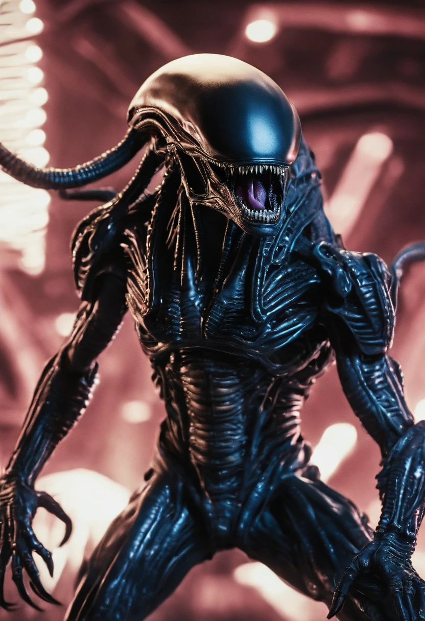 Xenomorph，slaughter，fully body pose，Sharp teeth，high - tech，Laser laser，Delicate picture