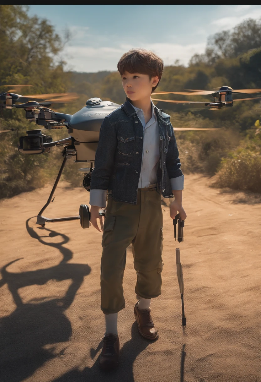 The boy controls the drone,Record with camera and camcorder,And then through VR、AR technology for painting creation,Finalize the interior decoration related works。,Fashionab,adventuring,Manhwa Style,Storyboard,Masterpiece, ultraclear, extreme hight detail