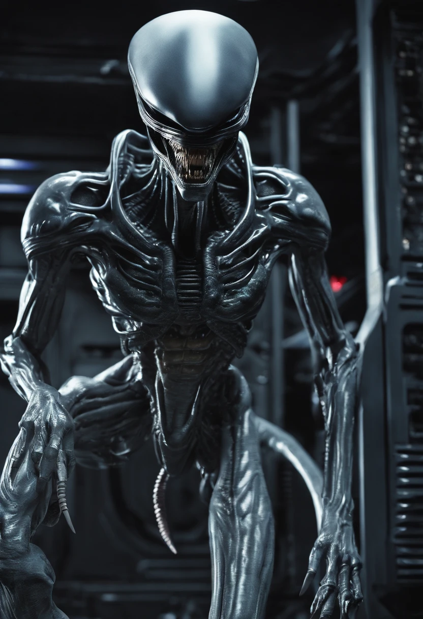 Xenomorph,slaughter,fully body pose,Sharp teeth,high - tech,Laser laser,Delicate picture