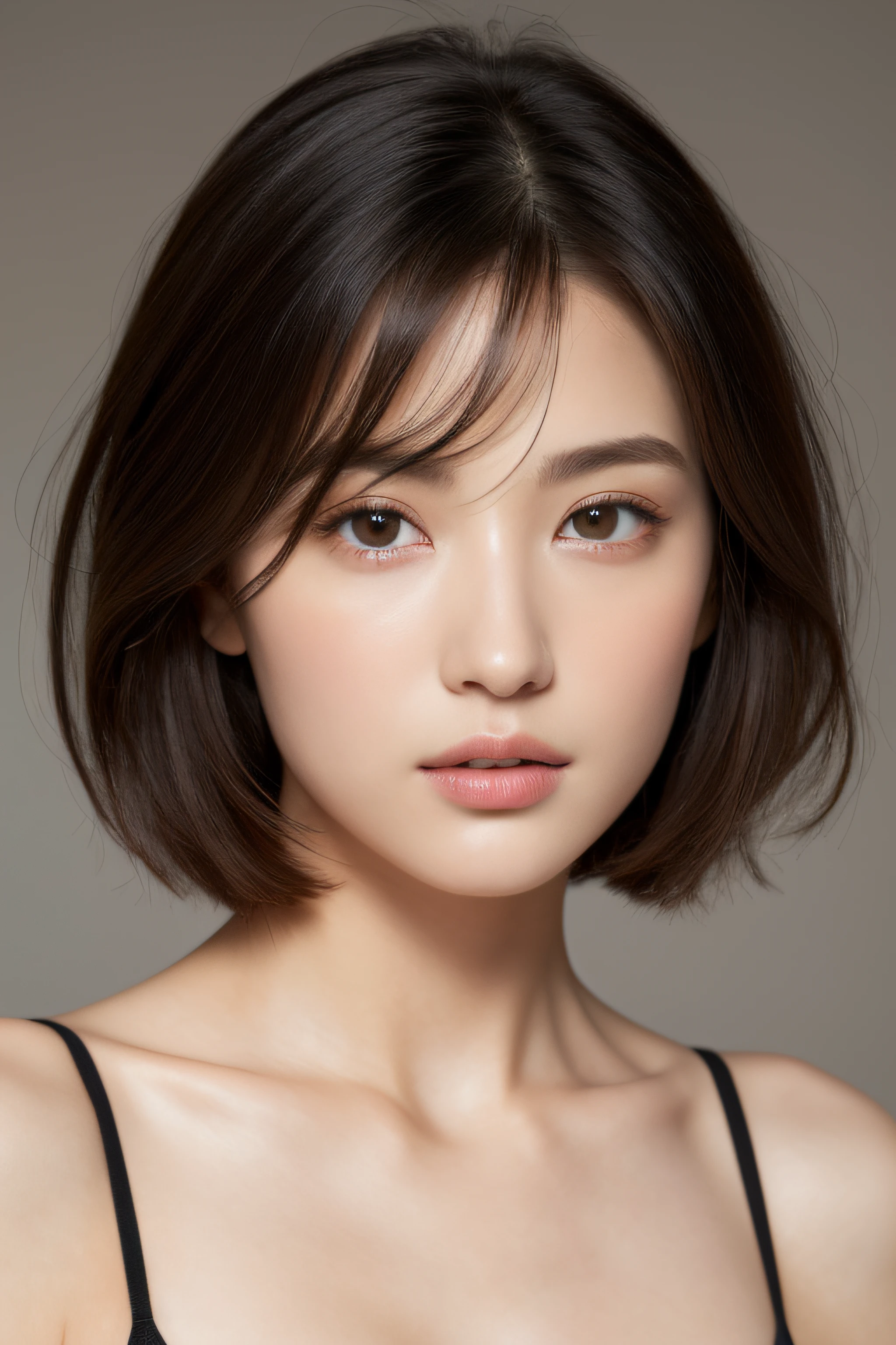 (masuter piece:1.3)、(8K、Photorealsitic、Raw photography、top-quality: 1.4)、(1girl in)、very beautiful face、very beautiful face、very beautiful face、(Very realistic face)、(A dark-haired、short-hair:1.3)、Very beautiful hairstyle、Very realistic eyes、Very beautiful details、(Very realistic skin)、Very beautiful skin、(Underwear)、absurderes、Very attractive、超A high resolution、A hyper-realistic、high-detail、the golden ratio、the golden ratio、the golden ratio、Beauty、Beauty、Beauty。