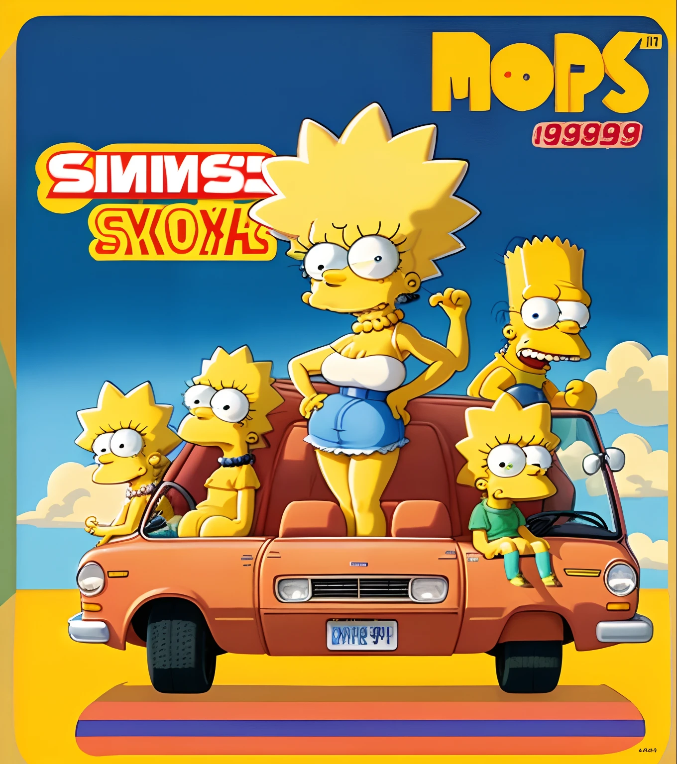 cartoon characters of the simpsons family in a car, still frame from the simpsons, original simpsons cartoon style, bart simpson, simpsons, the simpsons, portrait of bart simpson, matt groening art, matt groening cartoon art, lisa simpson wearing braces, 1990s cartoon, official simpsons movie artwork, style simpsons, by Matt Groening, simpsons style, marge