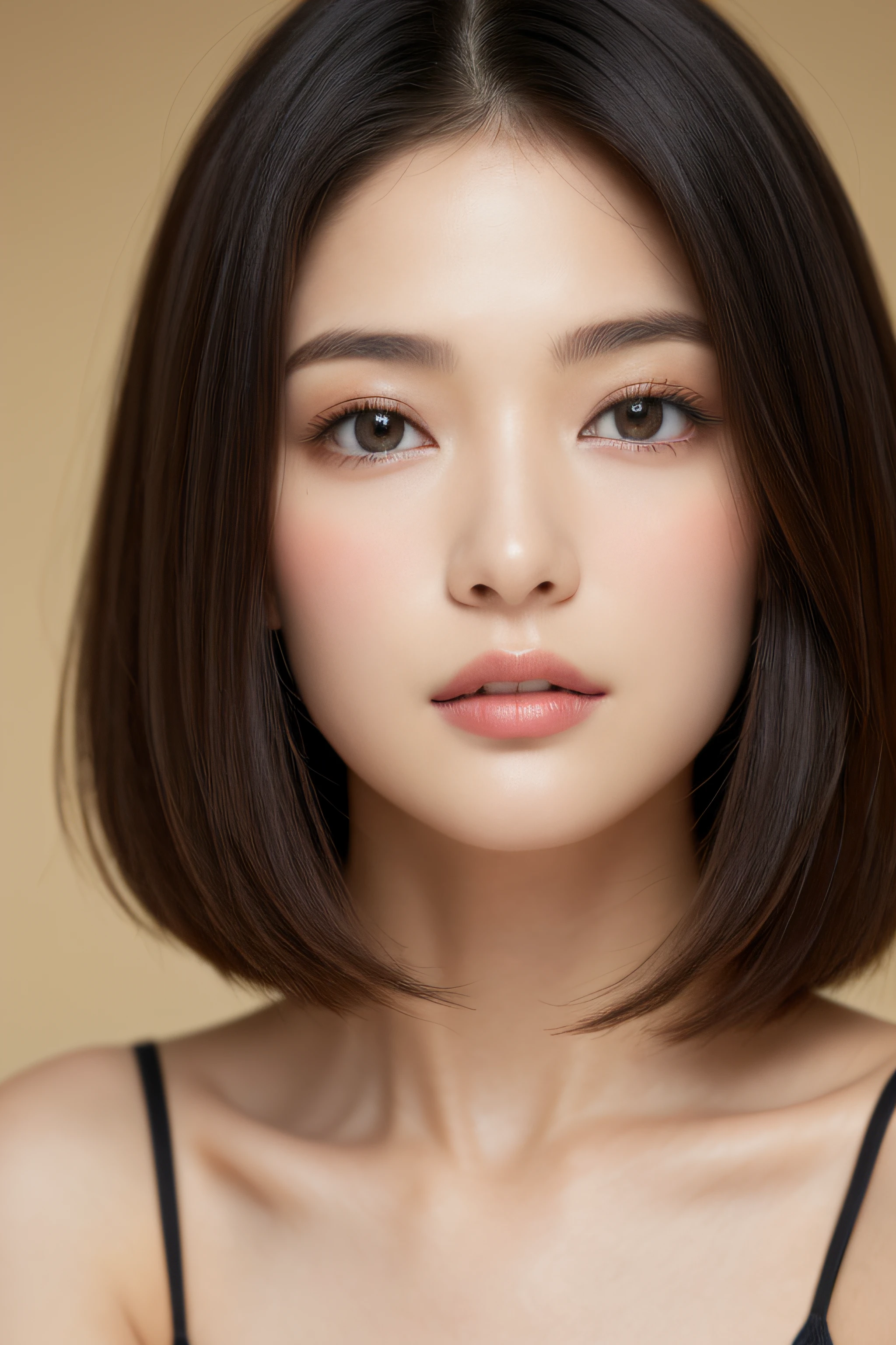 (masuter piece:1.3)、(8K、Photorealsitic、Raw photography、top-quality: 1.4)、(1girl in)、very beautiful face、very beautiful face、very beautiful face、(Very realistic face)、(A dark-haired、short-hair:1.3)、Very beautiful hairstyle、Very realistic eyes、Very beautiful details、（Very realistic skin）、Very beautiful skin、（Underwear）、absurderes、Very attractive、超A high resolution、A hyper-realistic、high-detail、the golden ratio、the golden ratio、the golden ratio、Beauty、Beauty、Beauty。