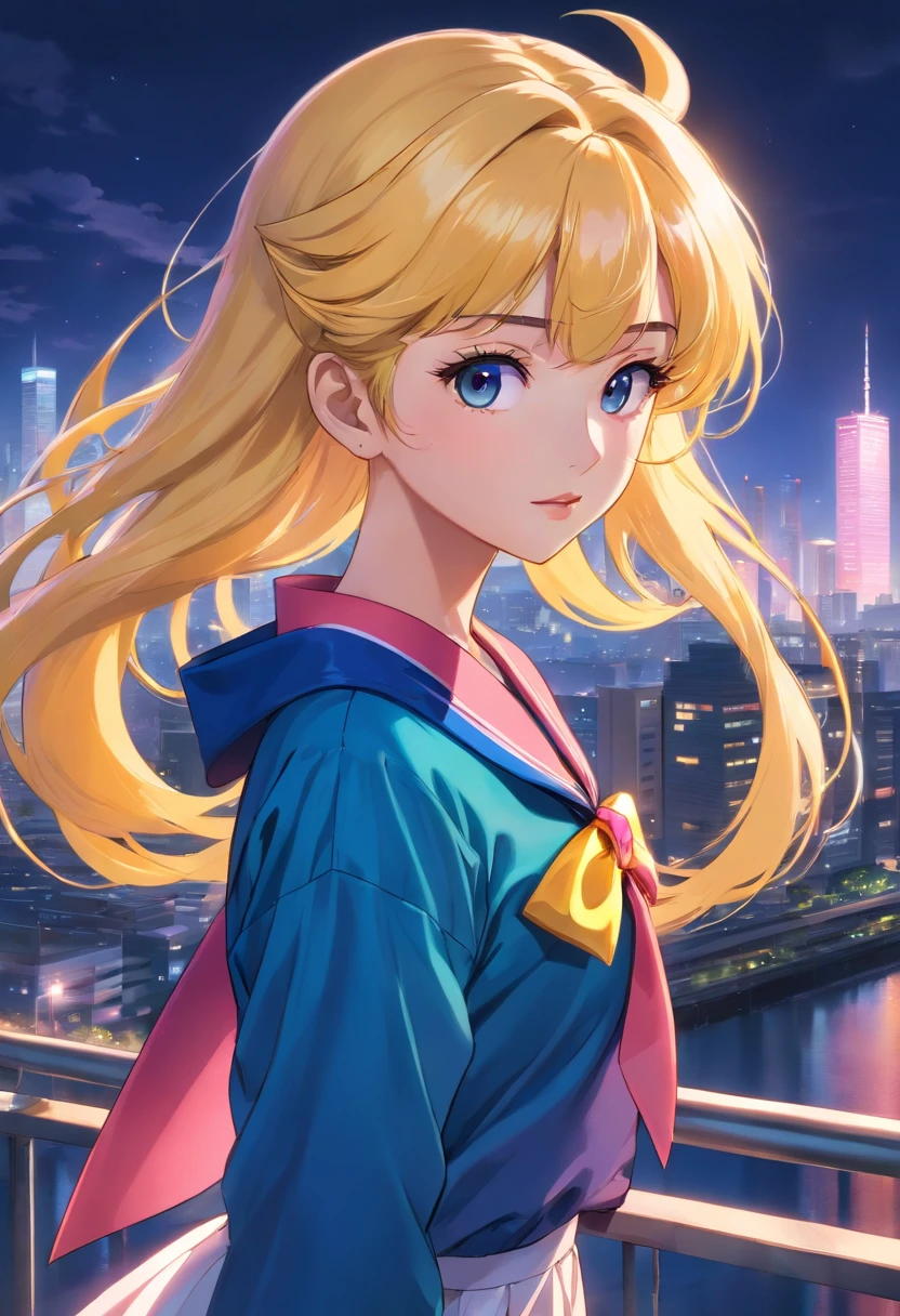 NSFW,On the edge of the hustle and bustle, City of dull Japan , Where the city skyline can be seen in the background , Her seductive eyes are、Capturing the essence of retro anime. All facial features are、Render at an exceptional level of detail, Evokes the clarity and accuracy of classic 80s anime art. In this portrait, She embodies the spirit of Sailor Moon Style, It will be an exquisite tribute to the beloved era of retro anime. Photo taken by Elliott Lee with Nikon Z6 and Prime 85mm lens. Award-Winning Photography style, Fine Art, 8K, Ulutra HD, Hyper-Resolution. --V 5 --Q 2、((see through