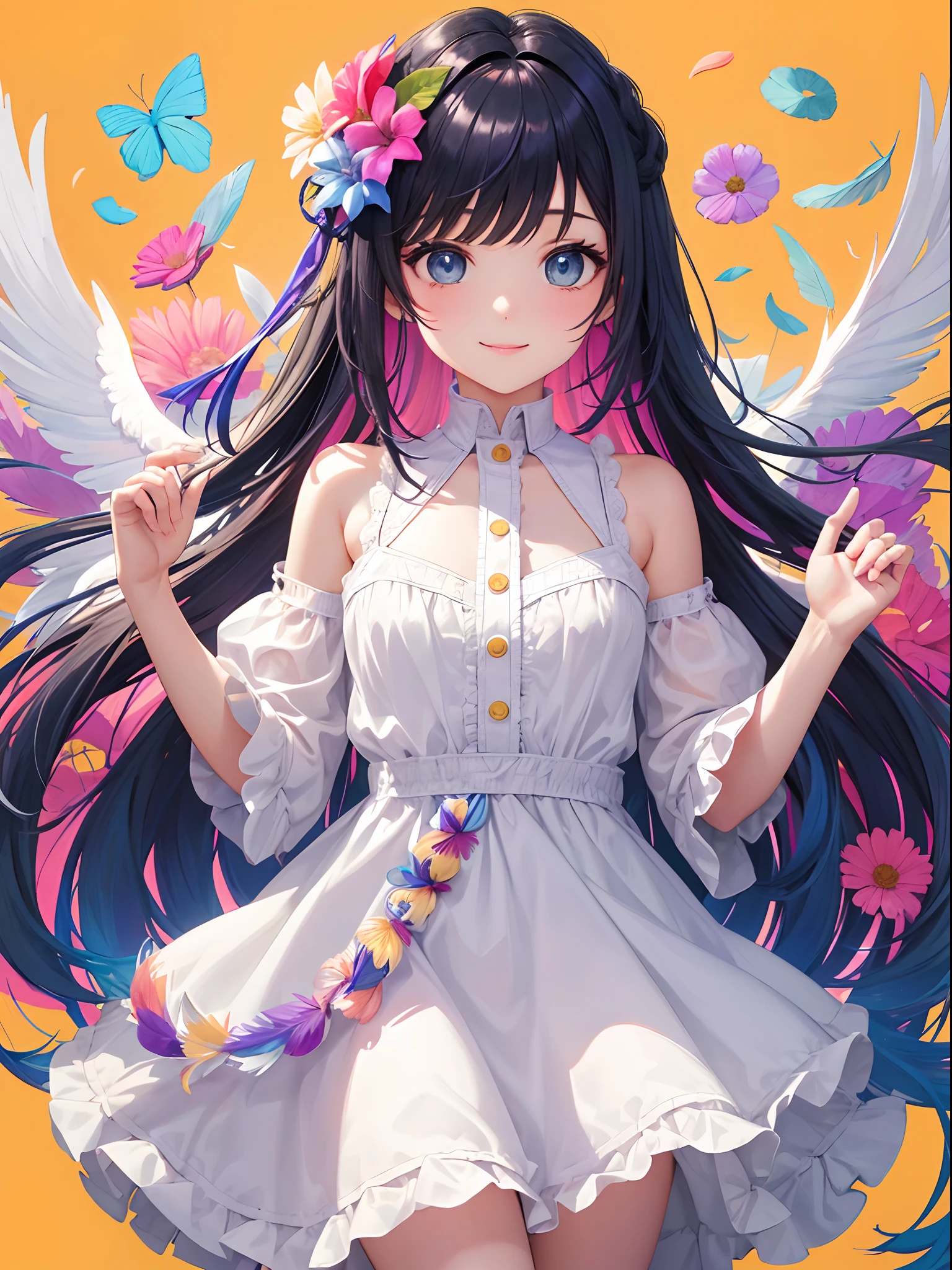 A close up of a woman in a dress with wings - SeaArt AI