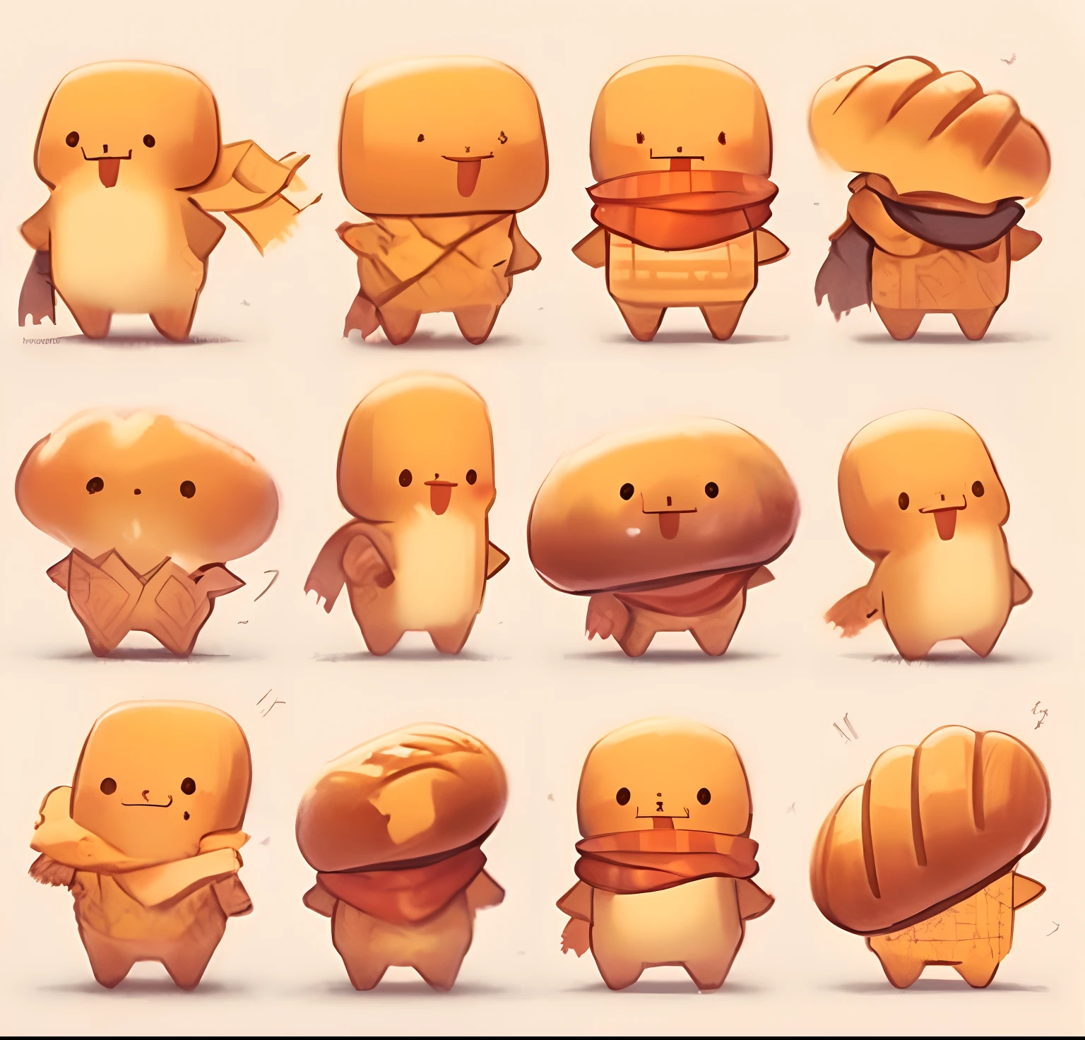 extremely detailed description,multiple poses and expressions, simple illustration style.
