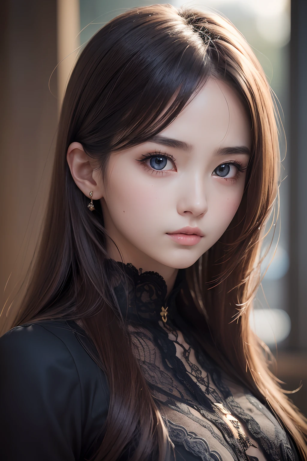 (masuter piece,ultra-quality,16ｋ,Hyper Detailed,Intricate details,Realistic,photographrealistic,perfect anatomia,Professional Lighting、Perfect proportions,Perfect face,18 year old girl,kawaii,ultradetailed eyes、kawaii eyes、dark brown eyes:1.5,Well-formed face、pretty hair）、dynamicposes、dynamic ungle