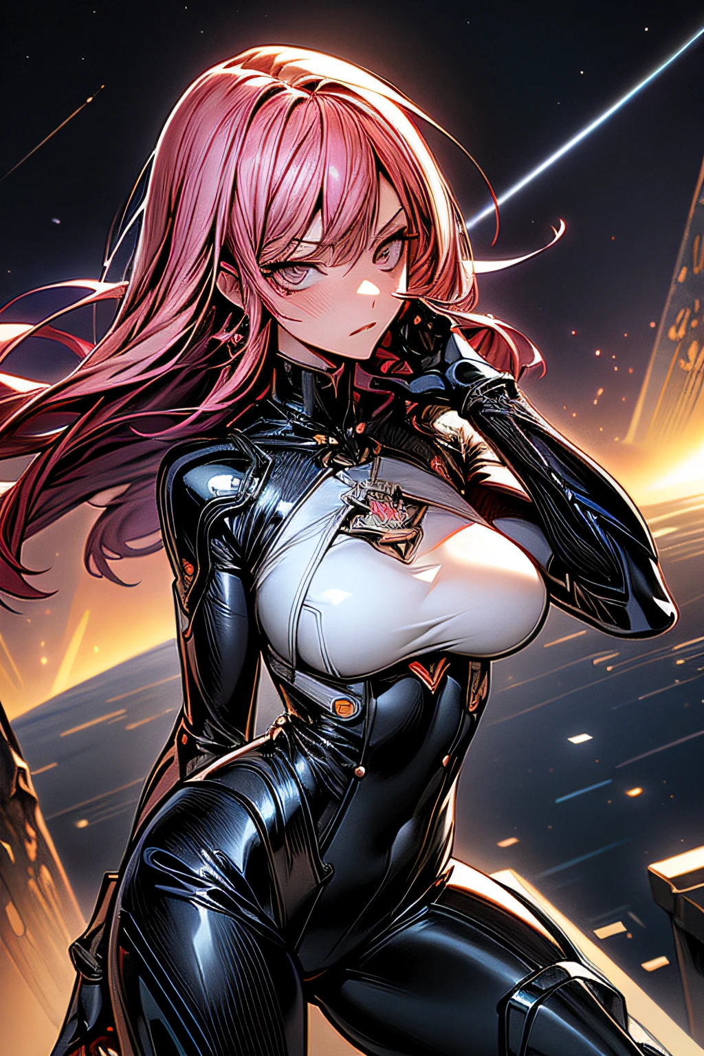 comic strip、(hard disk, sharp, fractals), (linear art_Anime),(masutepiece, Best Quality),1girl in,Space Opera,(lola:add more details:1.0),Sin City
