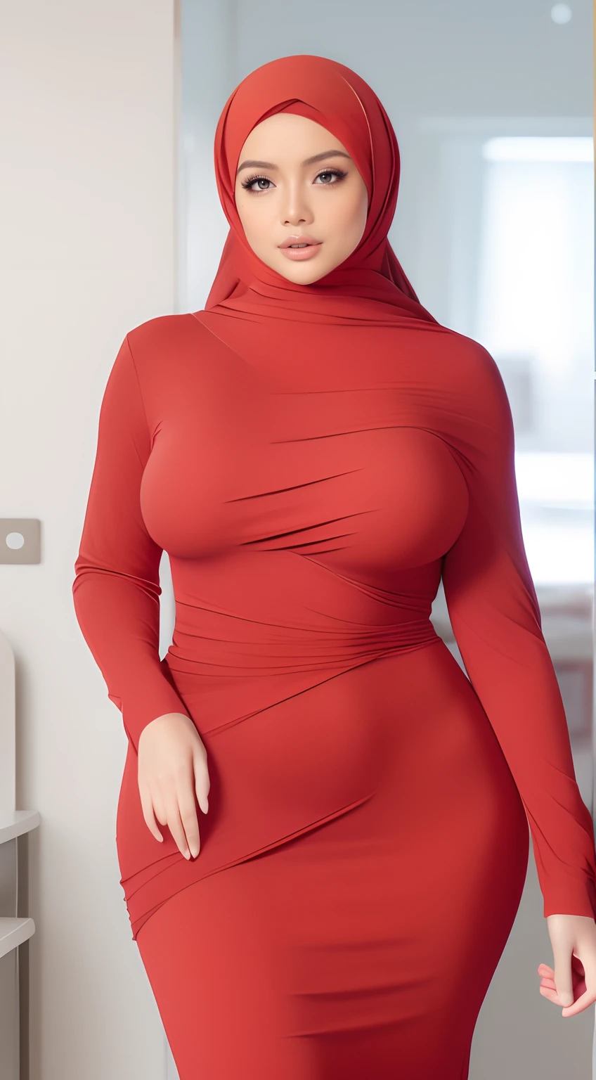 (NSFW,highres:1.2),1 girl,perfect body shape, slim waist, curvy hourglass figure, full body picture, skinny waist and thick hips,full body view,big boobs,wearing tight dress,beautiful detailed eyes,long eyelashes,natural makeup,soft smile,she has a jiggly fat round belly,vivid colors,studio lighting,physically-based rendering,digital artwork,bokeh