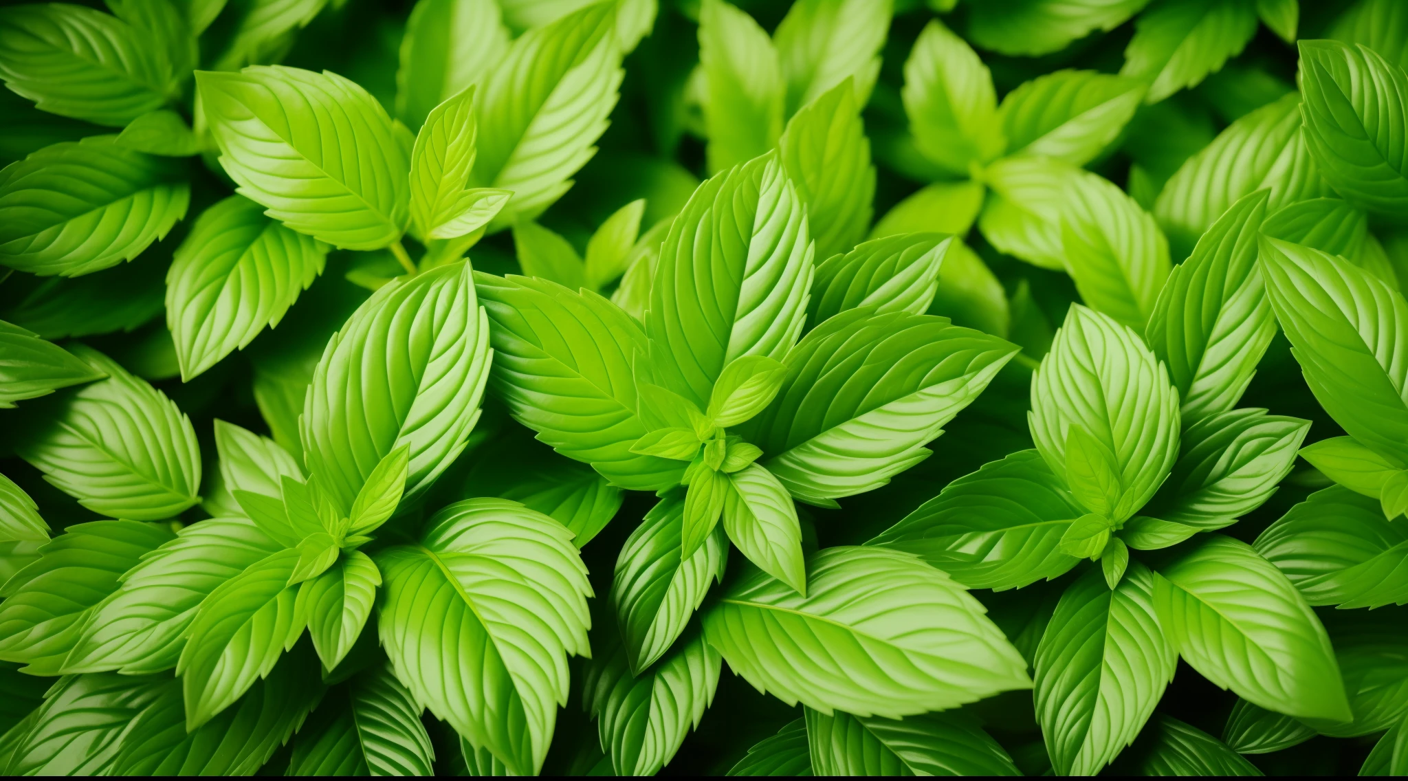 Image Fill, Texture Design, Fine Art, Super Detail, High quality, 8K, Fresh leaves of peppermint, The theme color is green, Refreshing aroma, Healed, Delicate