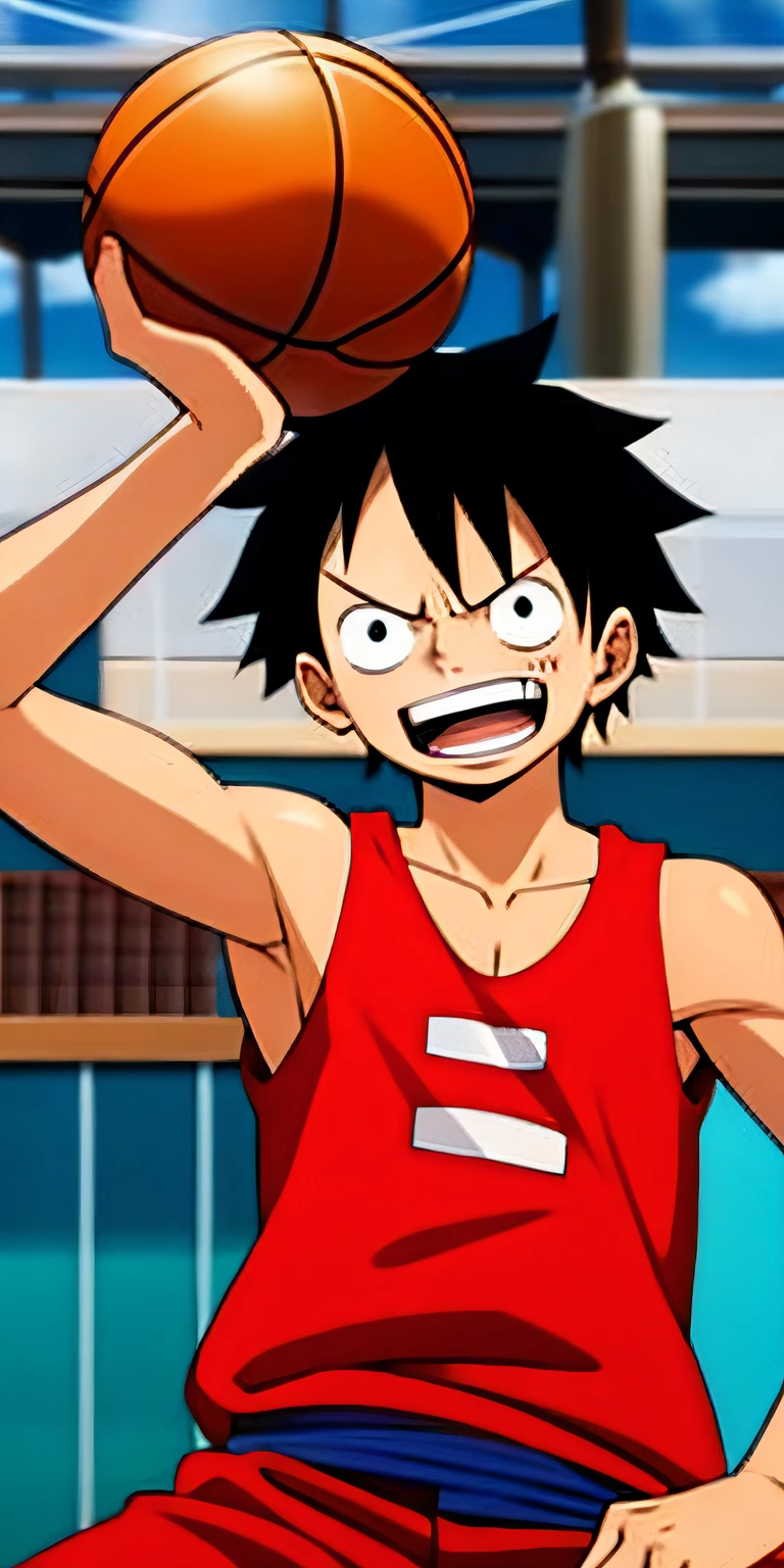 Luffy plays basketball