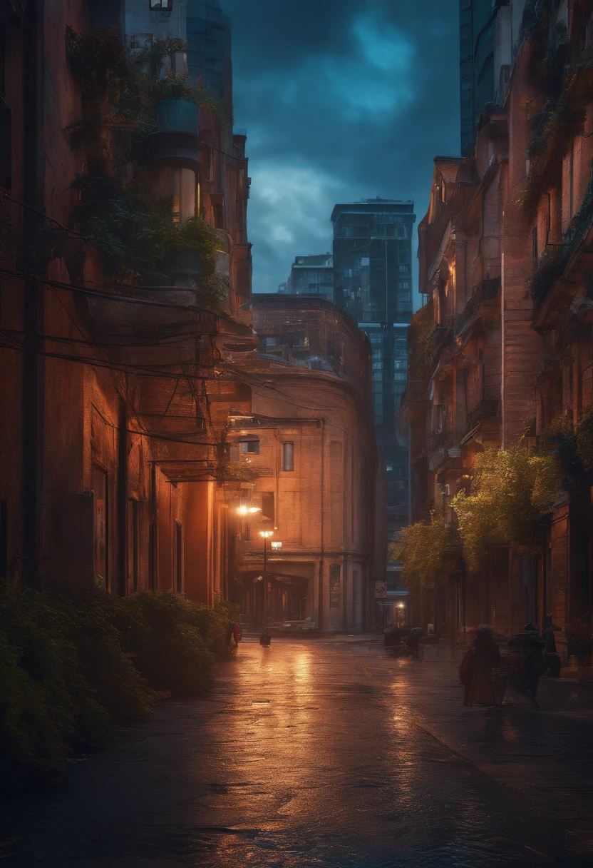 Urban background、dreamlike landscapes、From a distance、Building Street、Near future、