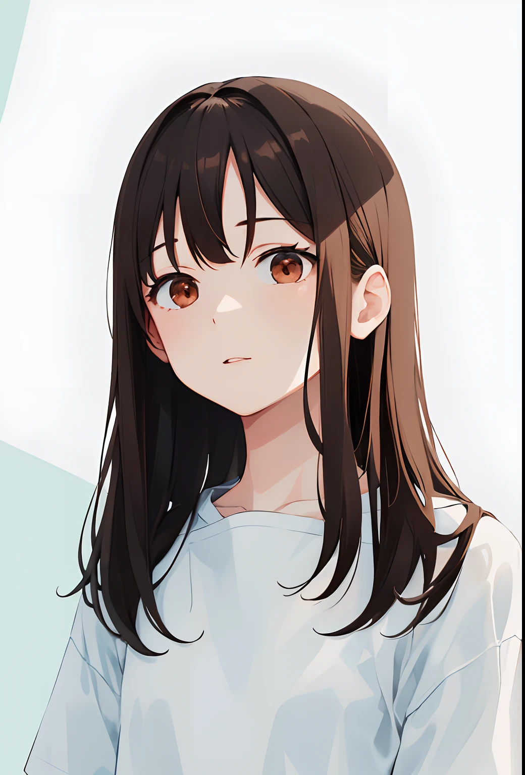 a close up of a woman with a white shirt and a brown hair, Orihara,An ultra-high picture quality