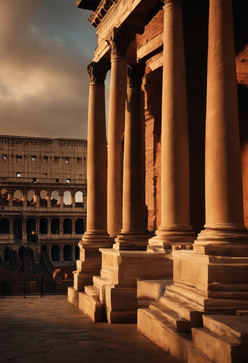 extremadamente delicado y hermoso, asombroso, Detalle fino, Pieza maestra, Ultra detallado, altas,best illustration, Mejor sombra,intrincado,foco nítido, Alta calidad, Roma vista aerea zona coliseo