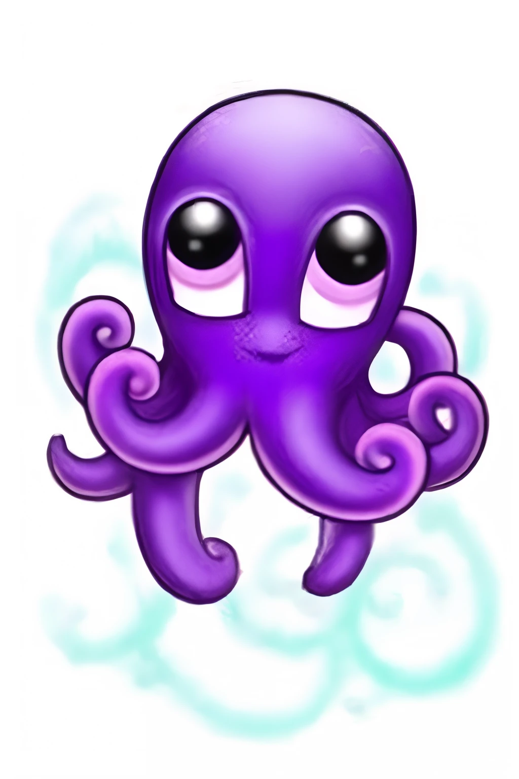 (adorable eyes:1.1), kawaii octopus, tentacles, shiny and slippery skin, highly detailed