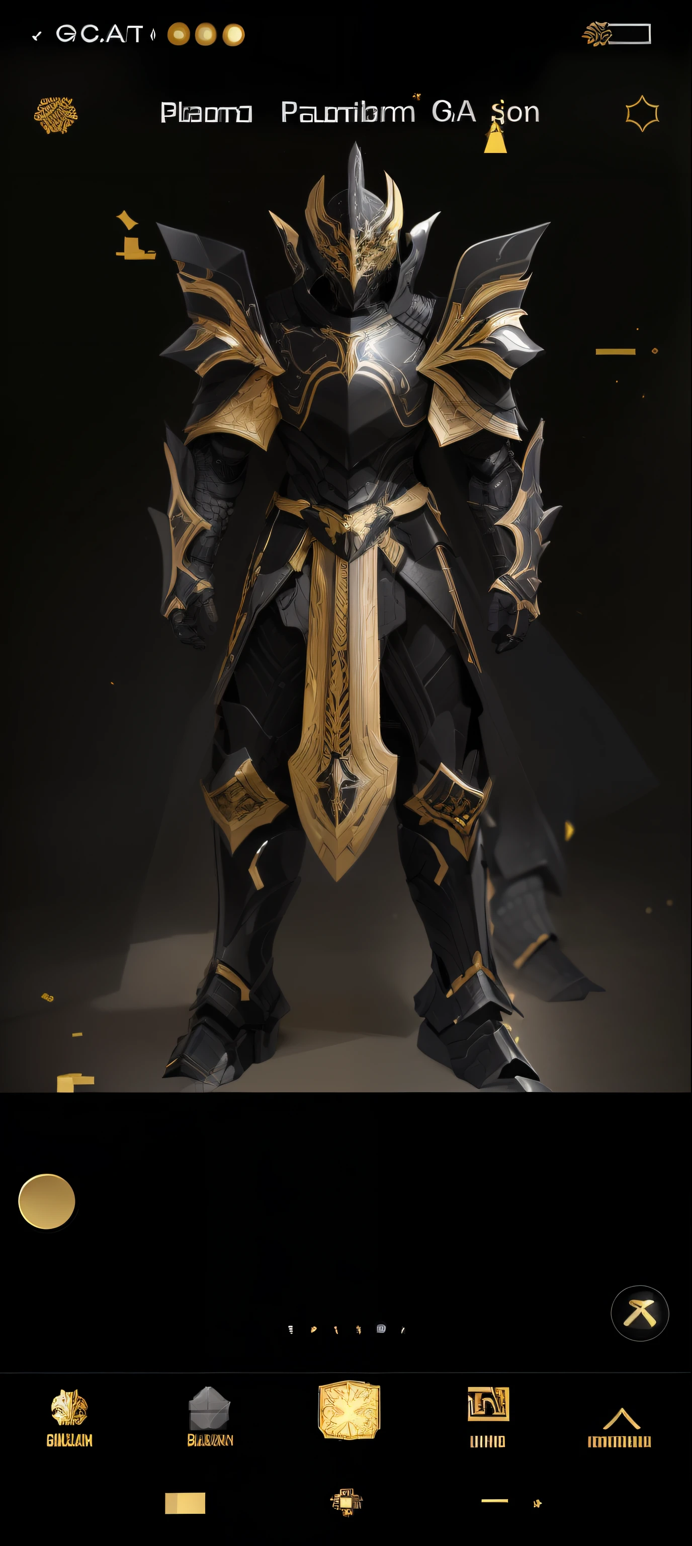 a close up of a person in armor with a phone, black and golden armor, black and gold armor, epic paladin armor, paladin armor, heavy white and golden armor, heavy gold obsidian armor, minimal design armor style, dark soul armor concept, elegant armor, very stylish fantasy armor, pale black armor, gold obsidian armor, detailed fantasy armor