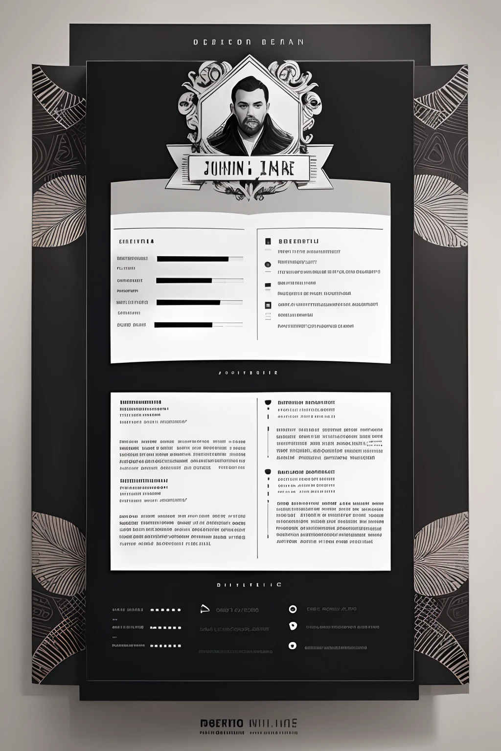 Designer resume template,Requires graffiti characters,The border is patterned