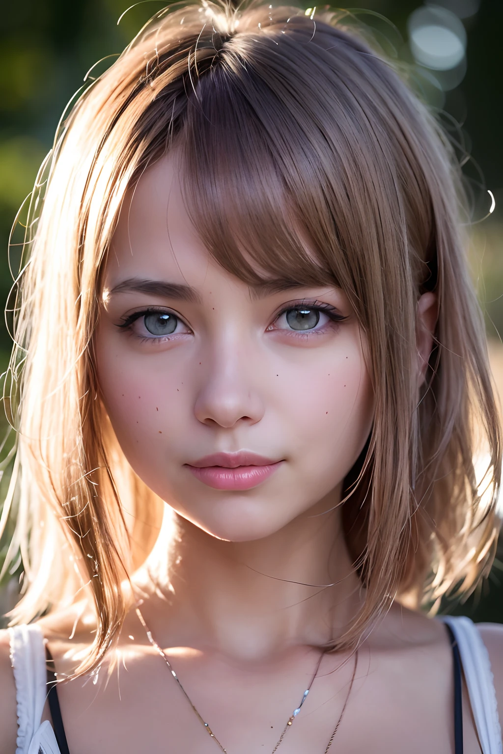 (realistic, photo-realistic:1.37),(8k, RAW photo, best quality, masterpiece:1.2), cute, ultra-detailed,heart-shaped pupils,physically-based rendering, ultra high res, kodakvision color, shot on Arricam LT Camera, bokeh, sharp focus,
looking at viewer,photorealistic,realistic, solo, photorealistic, best quality,extremely detailed face,extremely detailed eyes and face, beautiful detailed eyes,absurdres, incredibly absurdres,haunting smile,Messy hair, floating hair, ,