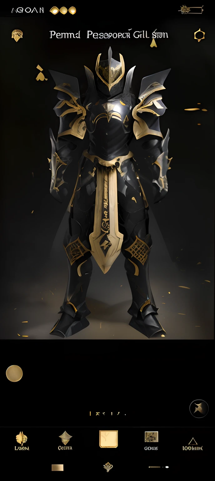 a close up of a person in armor with a sword, black and golden armor, heavy gold obsidian armor, black and gold armor, gold obsidian armor, epic paladin armor, gilded black uniform, black fire color reflected armor, paladin armor, black armor with yellow accents, paladin golden armor, heavy black obsidian armor, sharp edged black armor