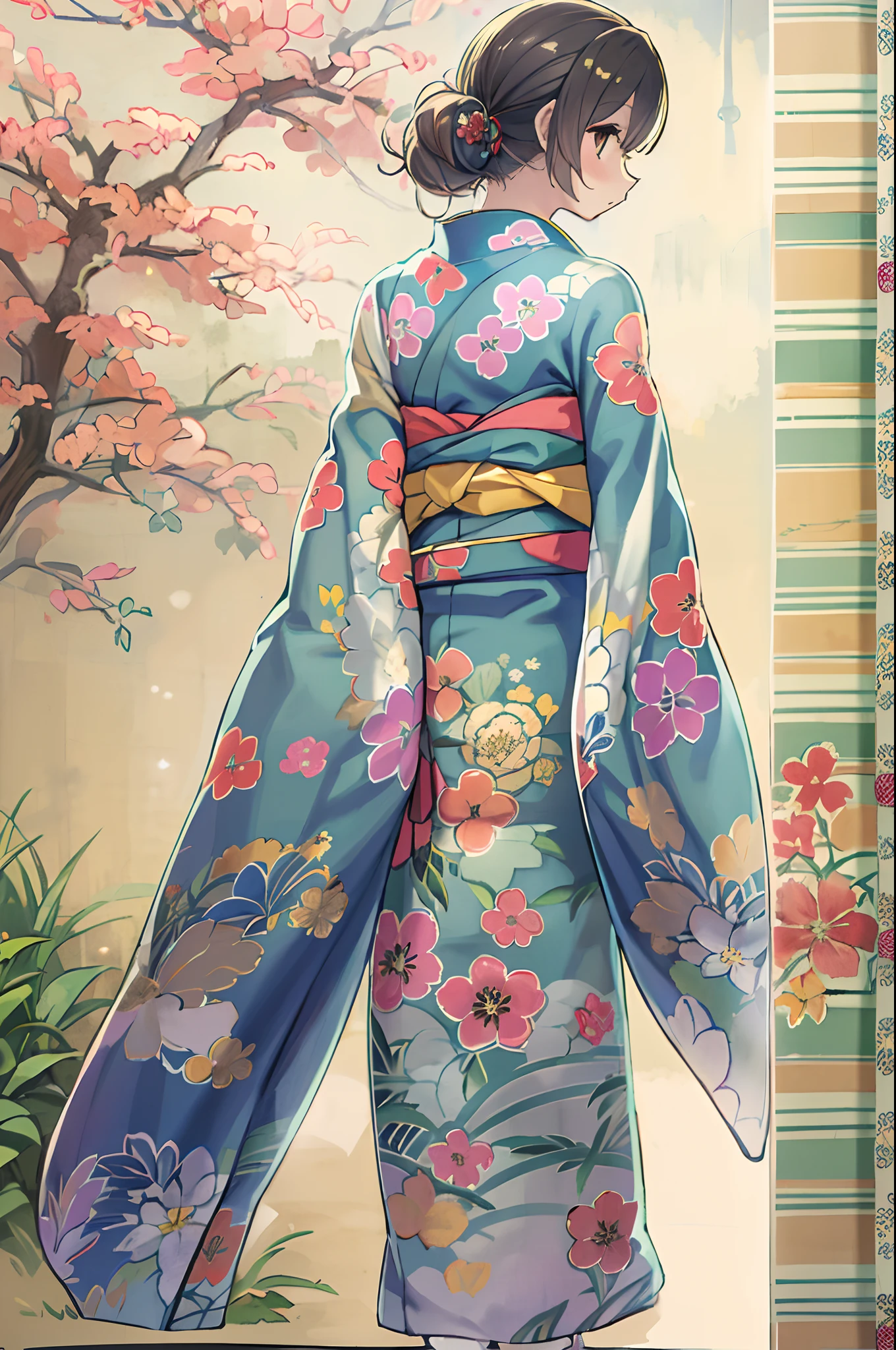 Kimono, Obi, (8K, Raw photo, Best Quality, masutepiece: 1.2), (Realistic: 1.6), (masutepiece), (Best Quality: 1.0), (Ultra Hi-Res: 1.0), detail, 40s, One, Detail beautiful skin, Detail room, ,Realistic skin