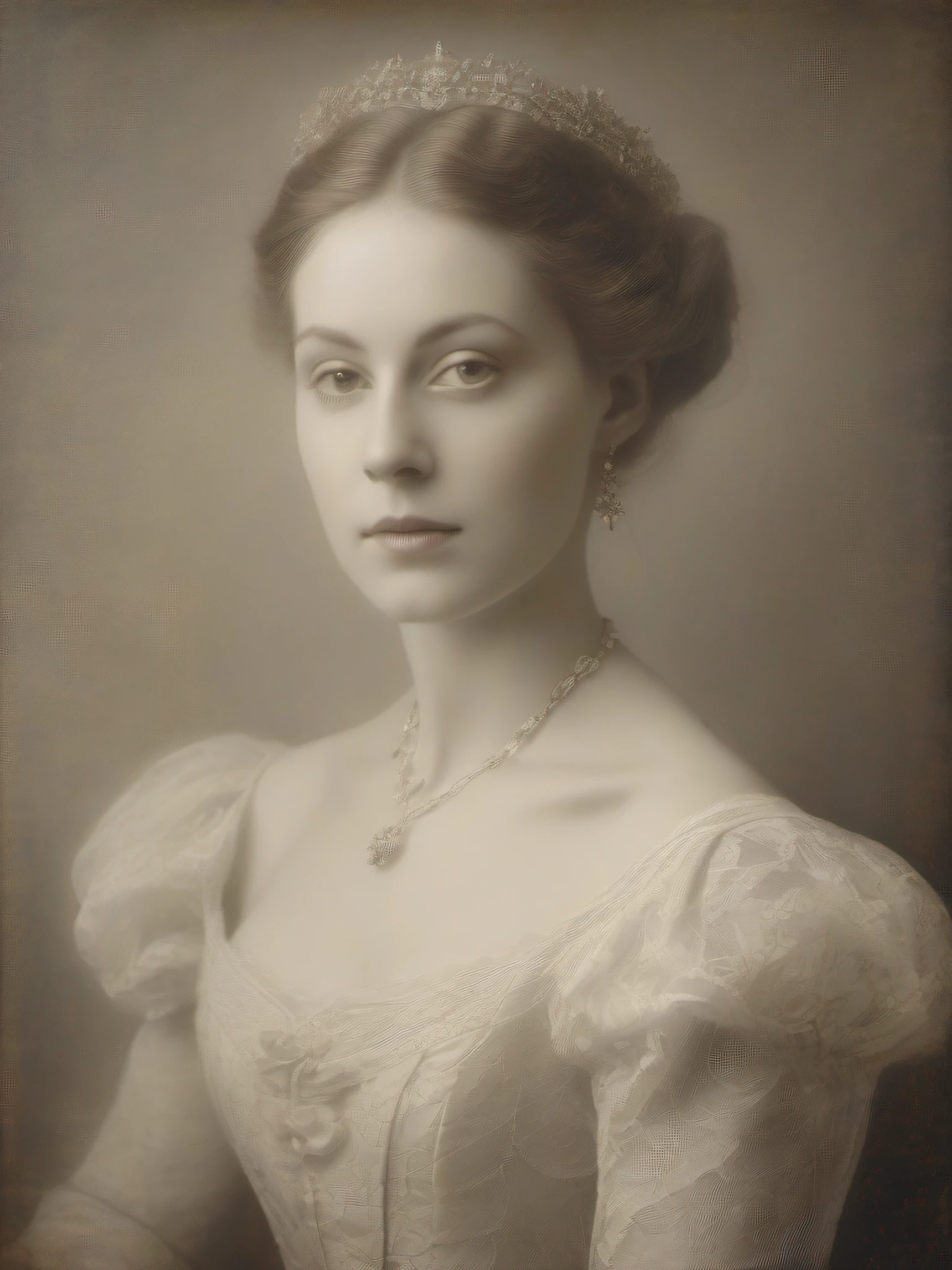a portrait of a woman in silverpoint style, Victorian, elegant, ethereal
