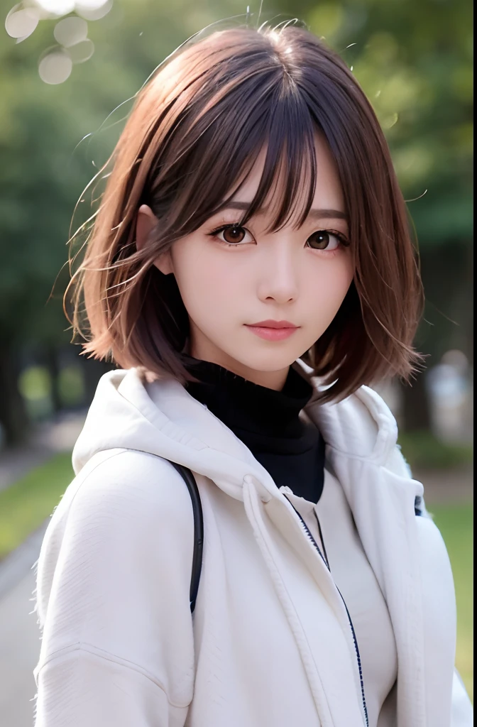 1 人、coat、hoods、jaket、((Duffel Court))、Plaid、plaid skirts、realisitic、skirt by the、独奏、is standing、top-quality、Photorealsitic、masterpiece、8k、hight resolution、独奏、(((femele)))、(smallunderboob)、((Look at viewers))、(look at a camera)、(short-hair)、(profetional lighting、bokeh dof)、extra detailed face、Fashionable and trendy atmosphere、jpn、Street、a park、a river、cherry trees、cherry trees、((daytime))、(portlate:0.6)、seducting smile、a gorgeous、floting hair、(Particles of light、lensflare、Luminous particles:0.6)、(dynamicposes:1.2) )、Soft lighting、Brown hair、full bodyesbian、False eyelashes、skinny face、a smile、