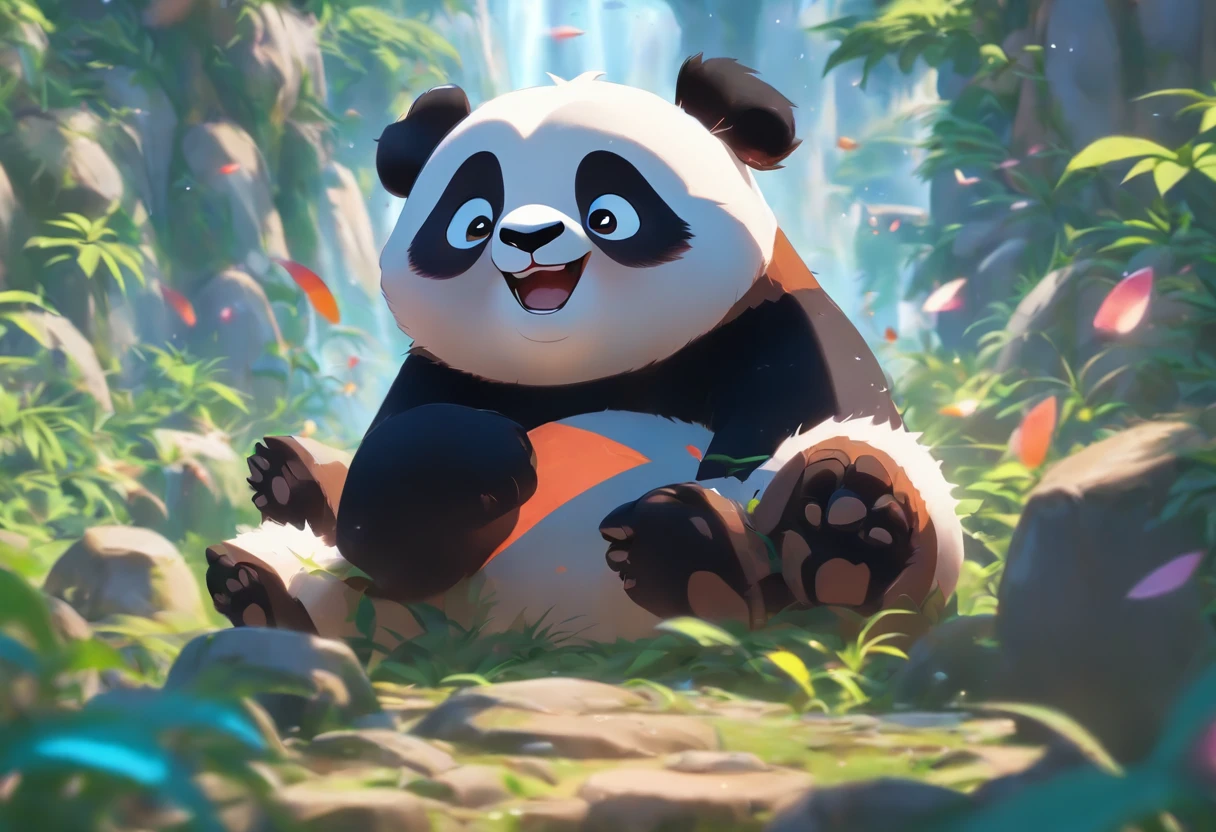Full-body pandas are put to the test during their adventure，Has big eyes，Blushlush，lazy，greet, 。.。.3D, 4K