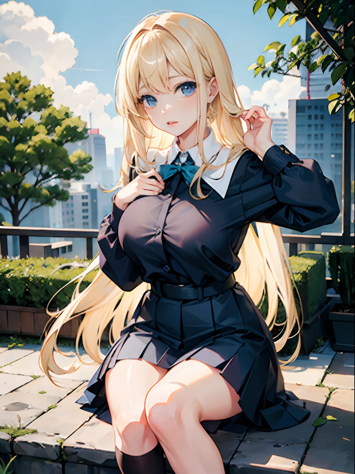 plein air、Swaying bangs、ultimate beauty girl、Care for bangs、hair care、Very beautiful 18 year old cute girl、a miniskirt、shiny white young beautiful skin、Sexy and very beautiful good looks、Very cute face with ultimate beauty、Super Long Bright Natural Platinum Blonde Hair、Smooth straight hair、Big blue eyes with radiant transparency、School Uniforms、huge tit(Breast Abundance)、Voluptuous thighs、Crisp chest